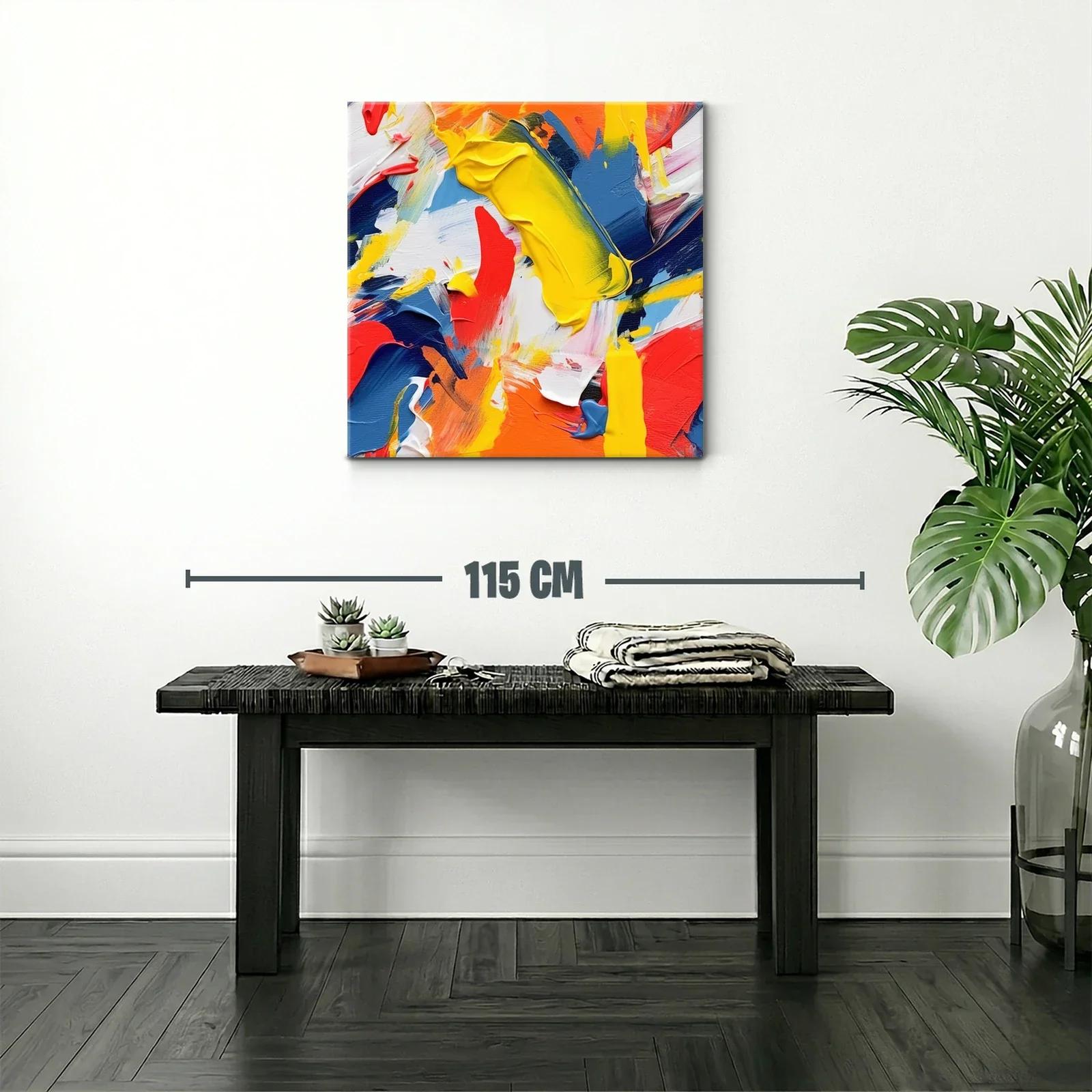 Cuadro abstracto en vibrantes tonos cálidos y fríos — miniatura 2