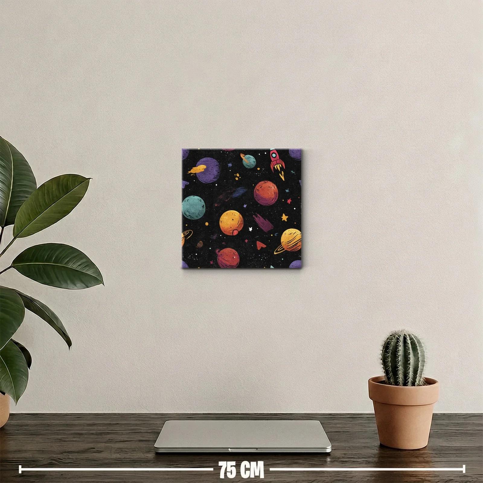 Cuadro decorativo universo colorido con planetas y cohete — miniatura 2