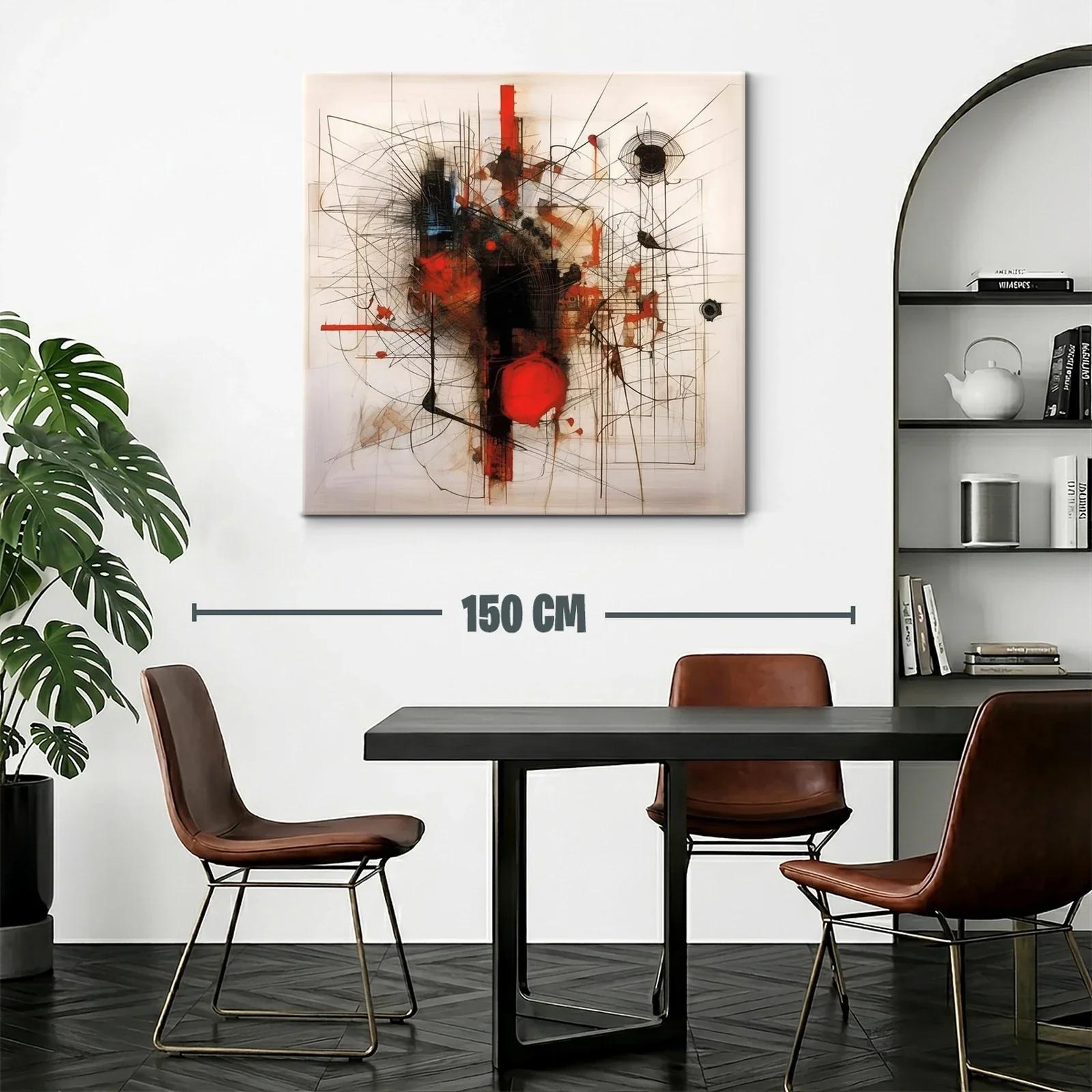 Composición abstracta con líneas y manchas rojas intensas — miniatura 2