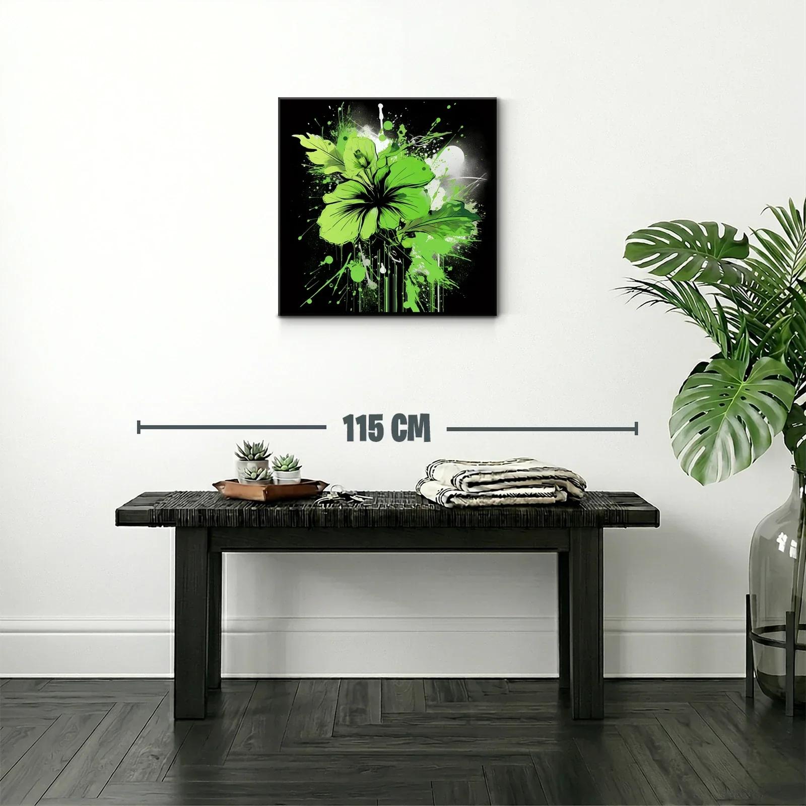 Flor verde vibrante con explosión artística sobre fondo oscuro — miniatura 2