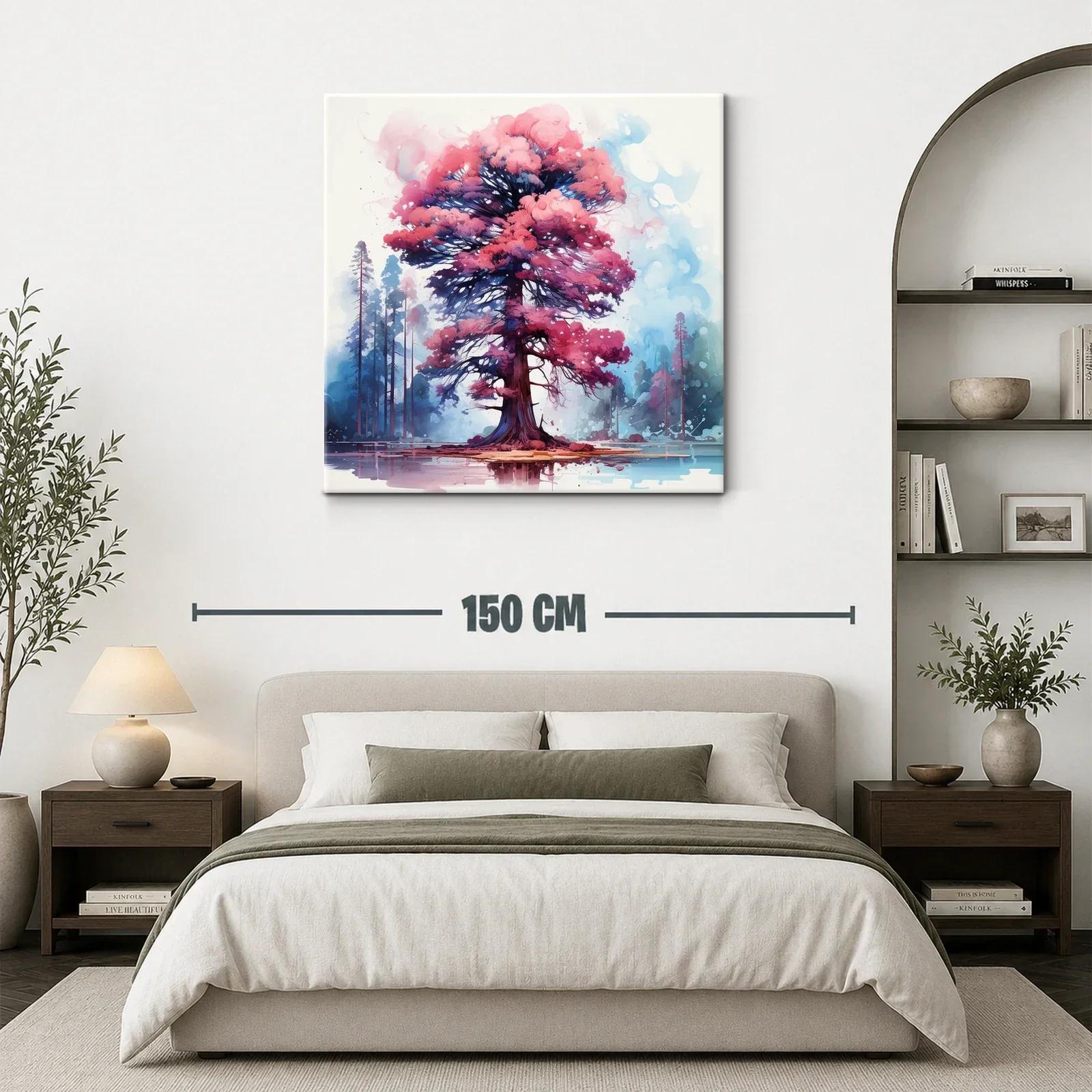 Árbol vibrante con follaje en tonos rosa y azul — miniatura 3