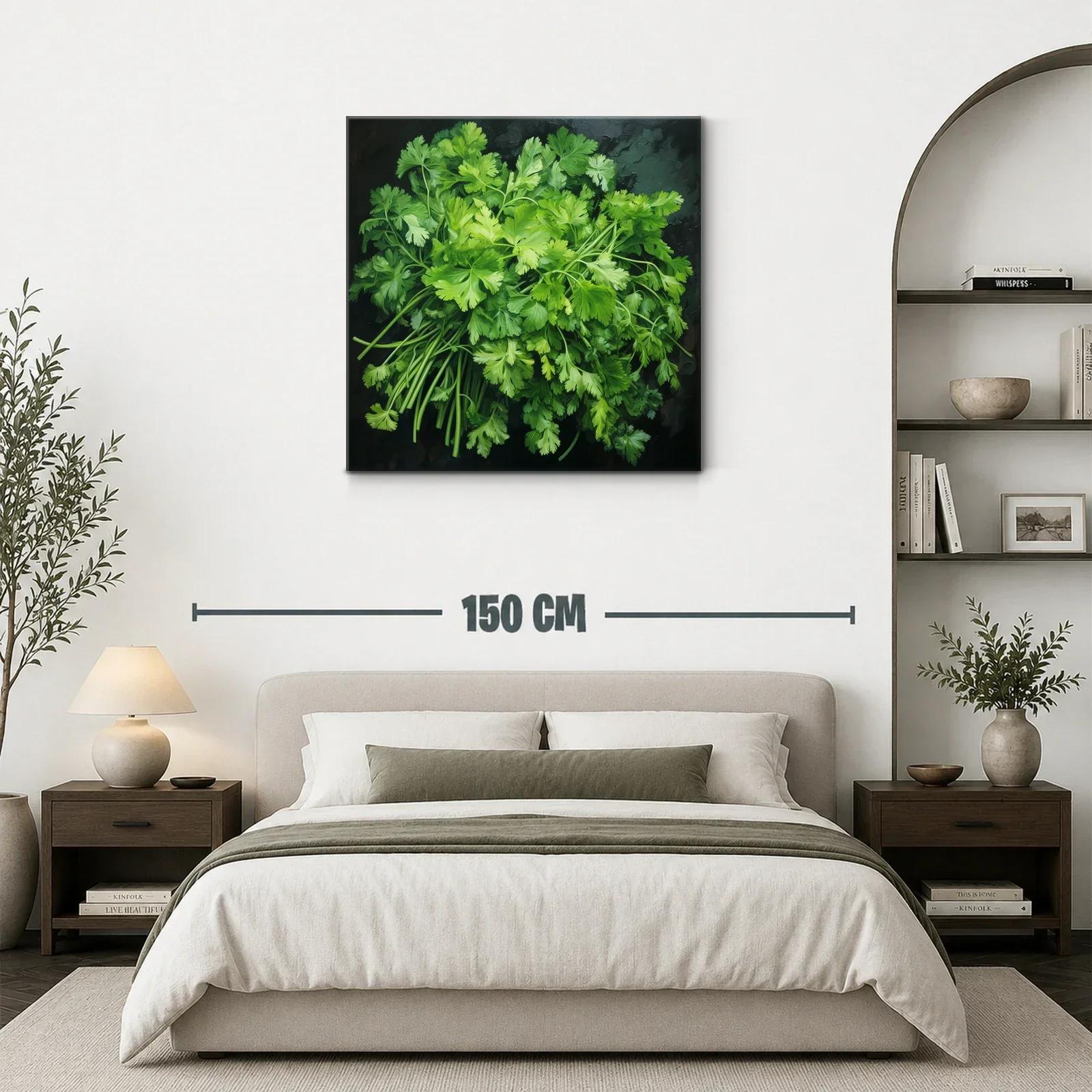 Cuadro con ramo de hojas verdes frescas y naturales — miniatura 3