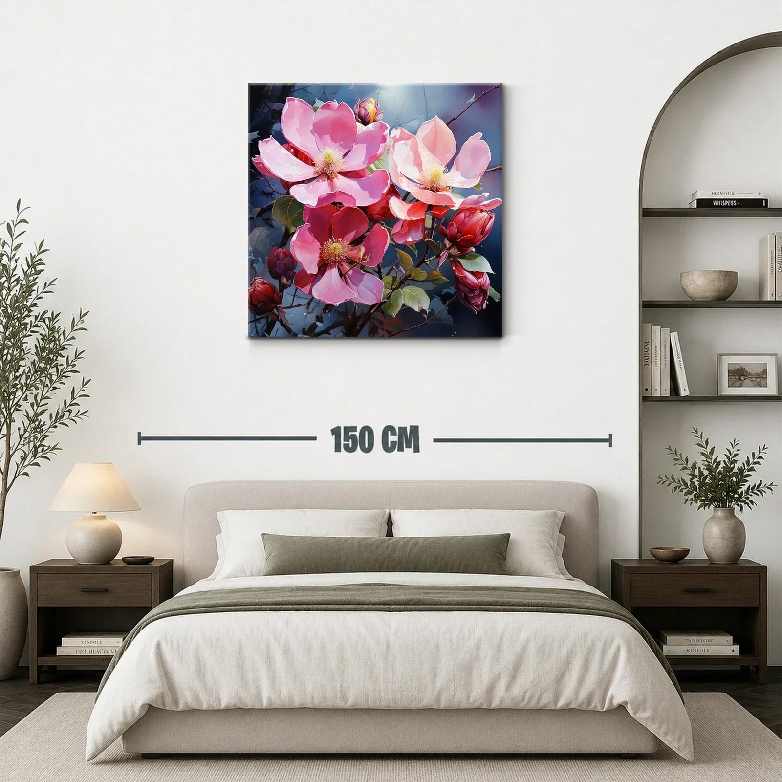 Flores rosas en contraste con fondo azul oscuro — miniatura 3