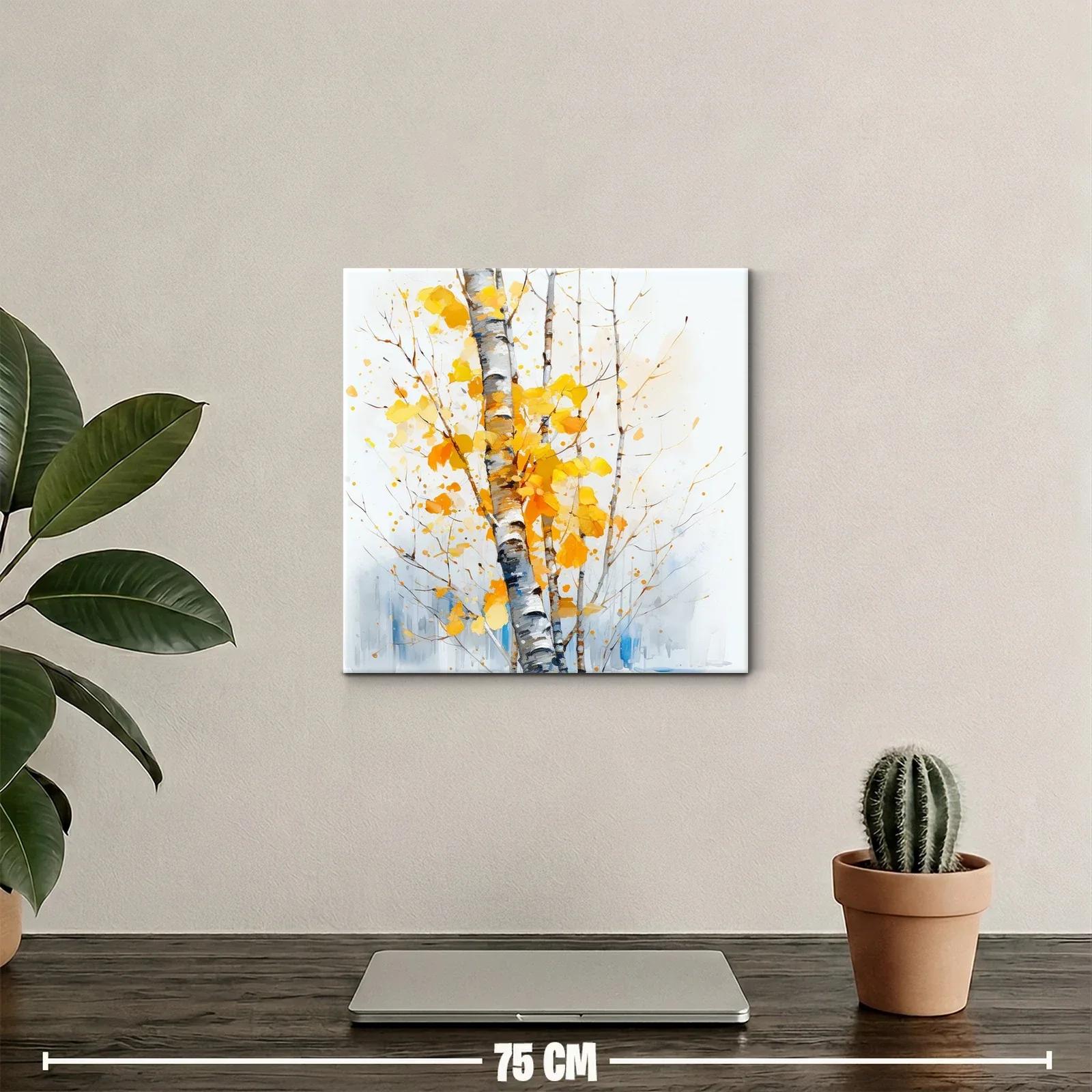 Bosque de abedules con hojas doradas en otoño — miniatura 2