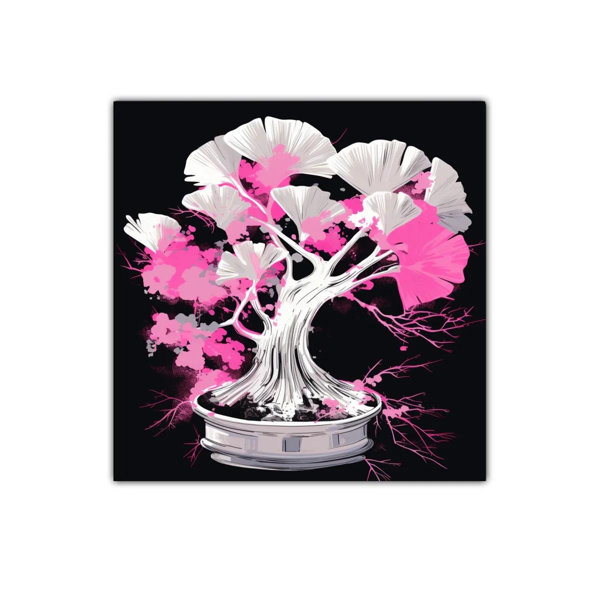 Cuadro Árbol Bonsái con Tonos Rosados y Blancos Vibrantes — miniatura 1
