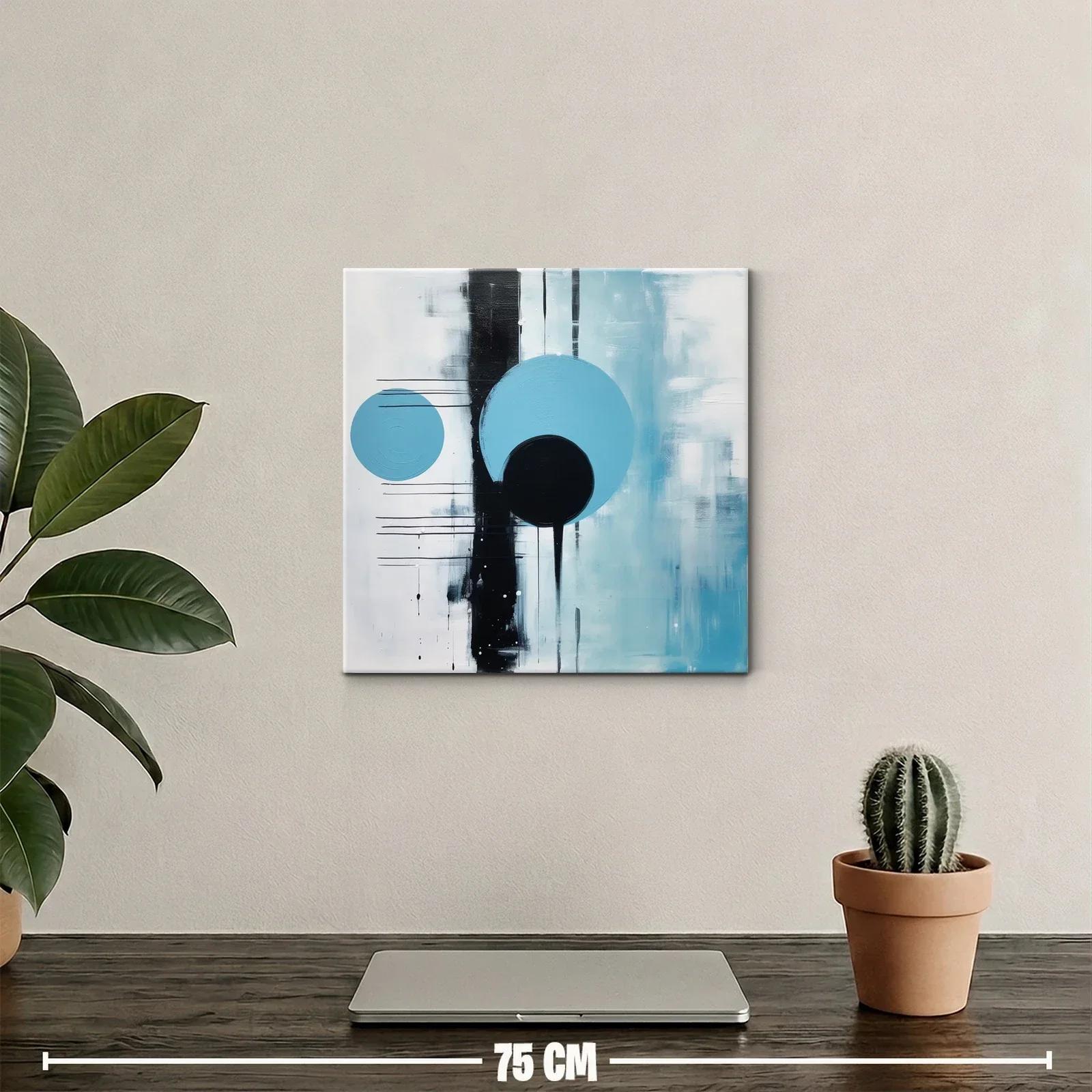 Composición Abstracta con Círculos en Tonos Azules y Negros — miniatura 2