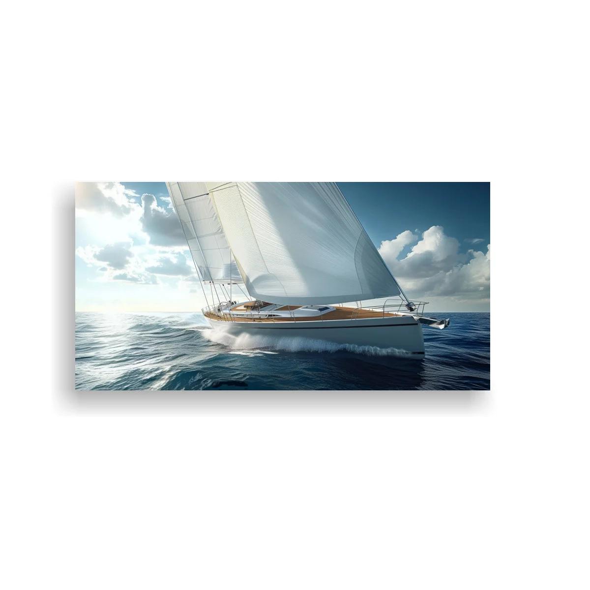 Cuadro velero de vela blanca con cubierta de madera — imagen principal