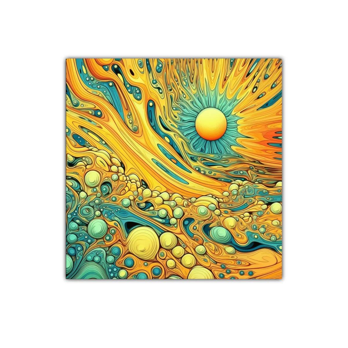 Cuadro vibrante con patrones abstractos en amarillo y azul — miniatura 1