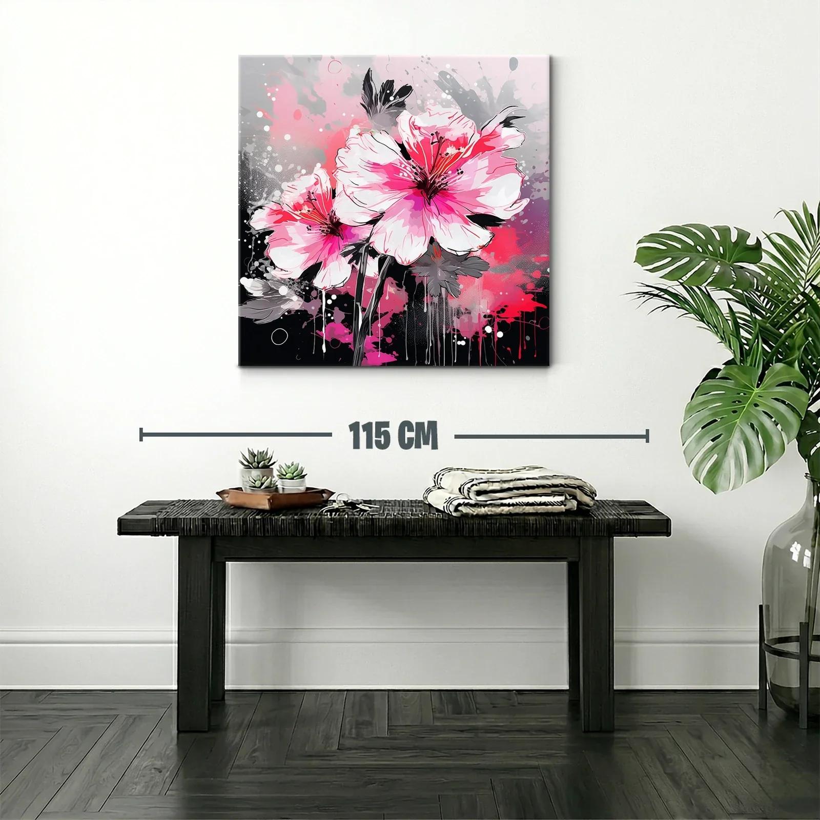Flores vibrantes en tonos rosas y grises modernos — miniatura 2