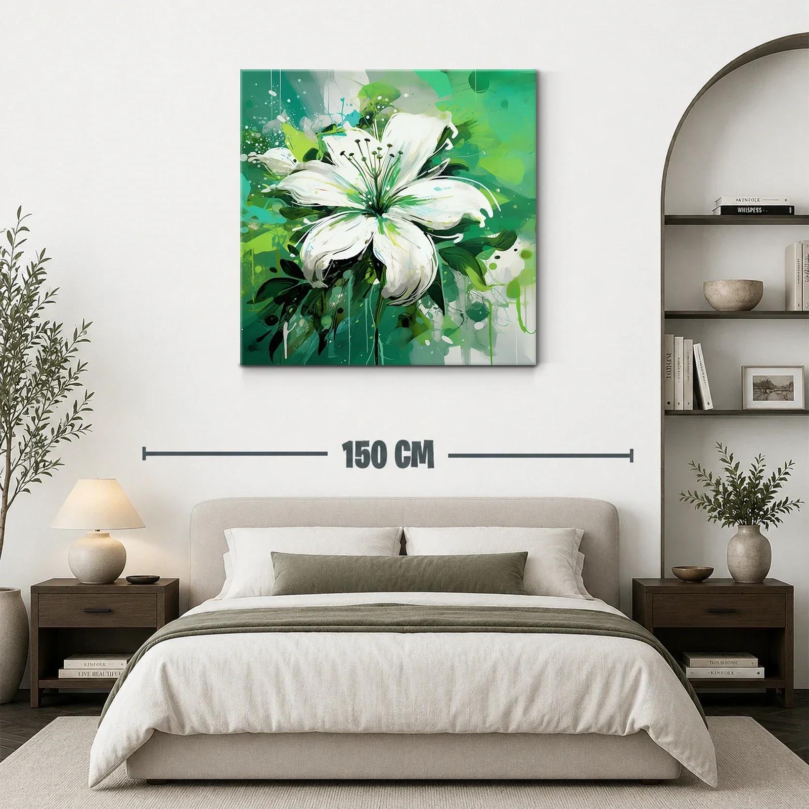 Imponente flor blanca sobre fondo verde vibrante — miniatura 3