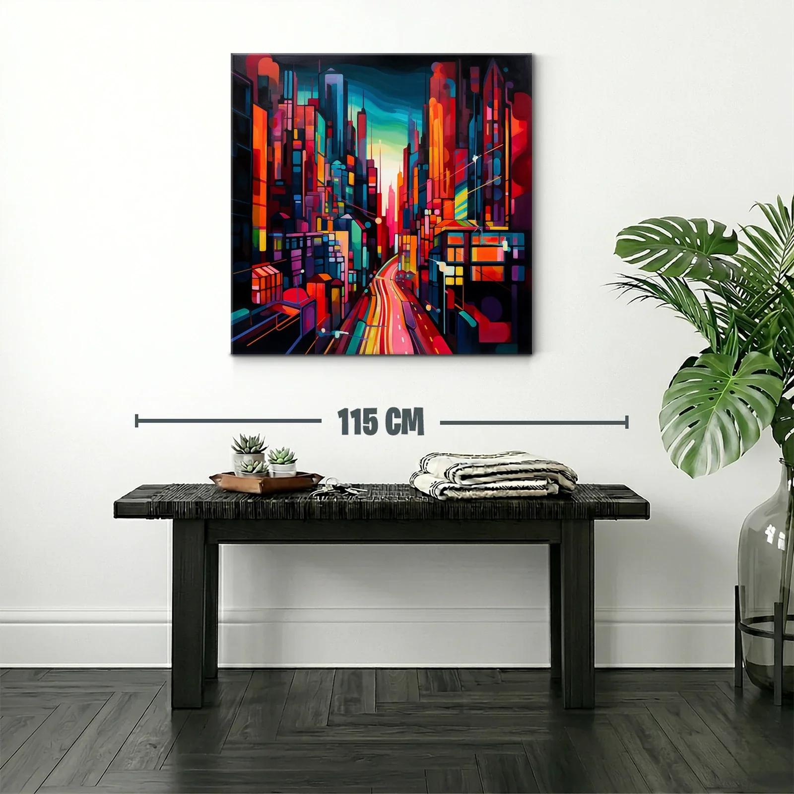 Ciudad vibrante al atardecer con luces intensas y dinámicas — miniatura 2