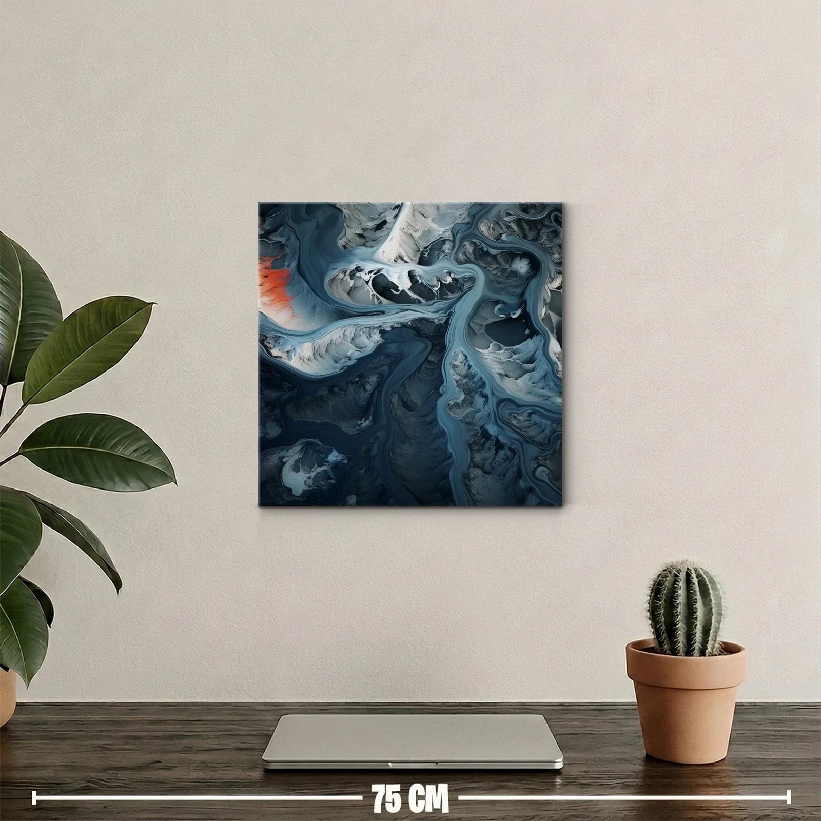 Composición abstracta en tonos azules y grises con acento rojo — miniatura 2