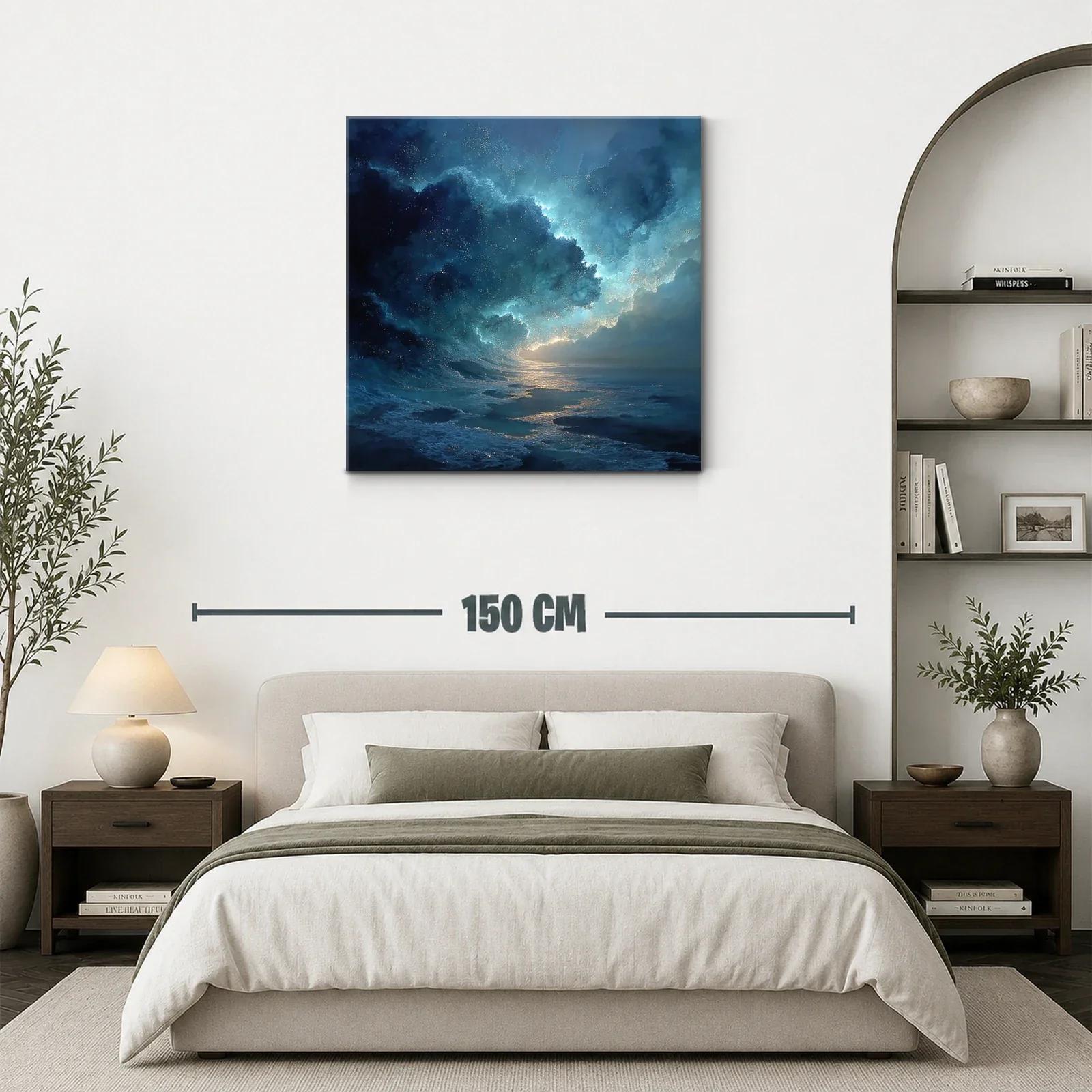 Olas nocturnas con destellos de luz en azul profundo — miniatura 3