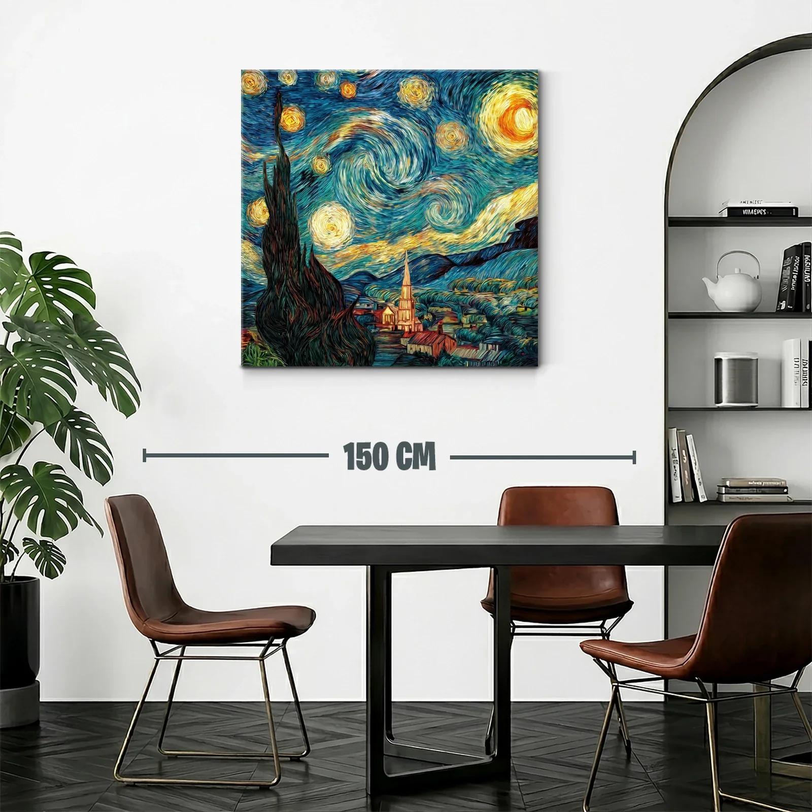 Cuadro inspirado en paisaje nocturno con cielo estrellado vibrante — miniatura 2