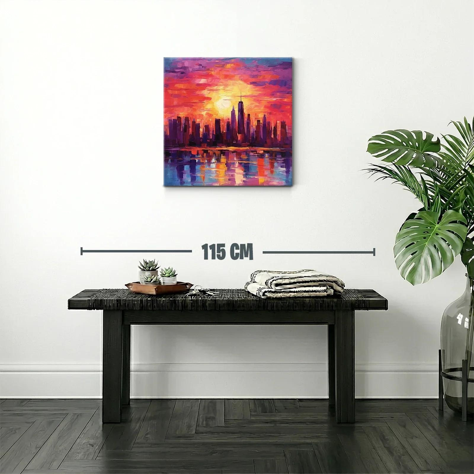 Atardecer vibrante sobre una ciudad moderna y reflejos sorprendentes — miniatura 2