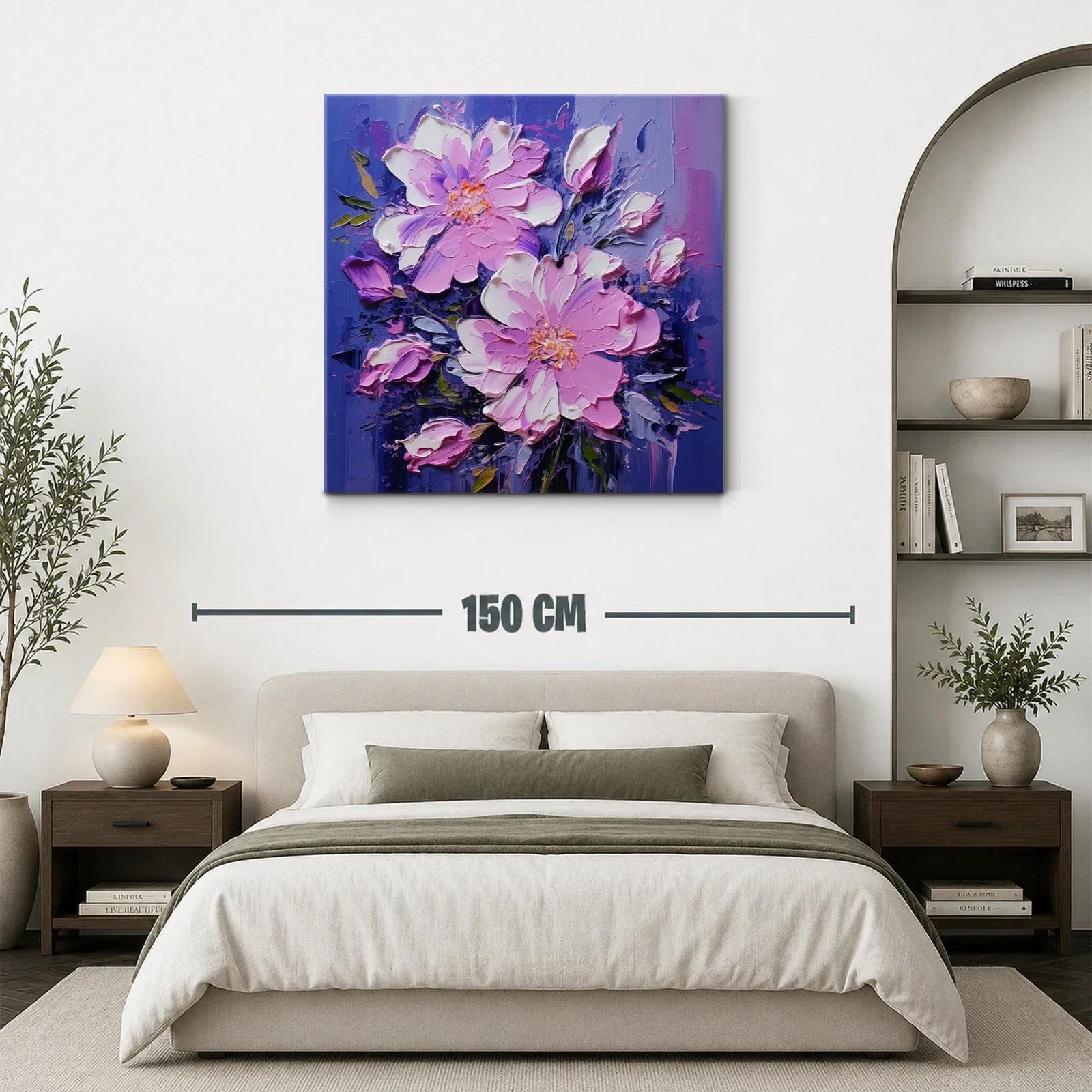 Cuadro floral en tonos violetas y rosas vibrantes — miniatura 3