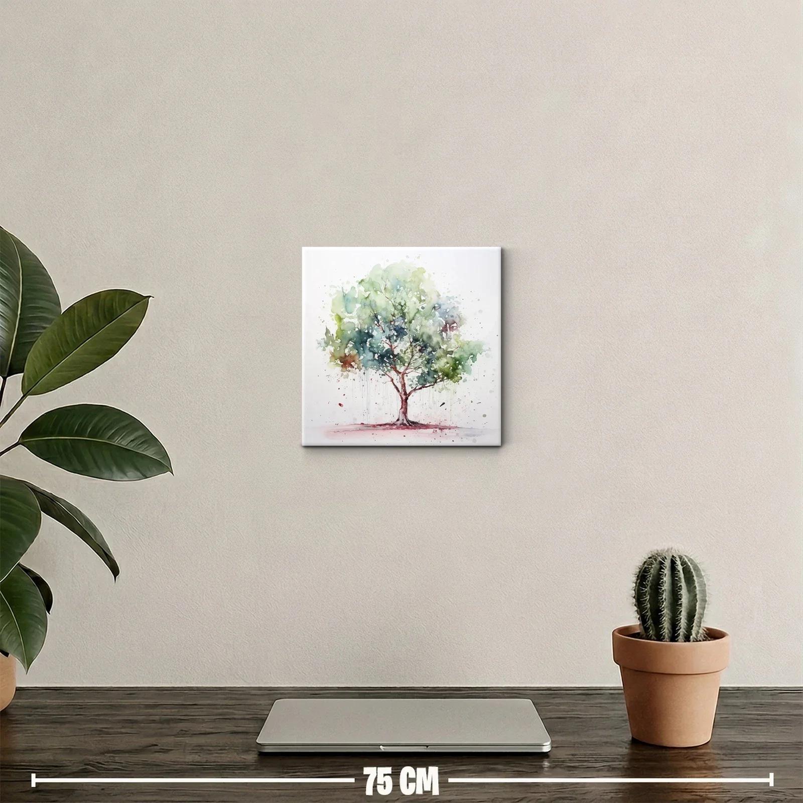 Cuadro decorativo árbol lleno de vida en acuarela — miniatura 2