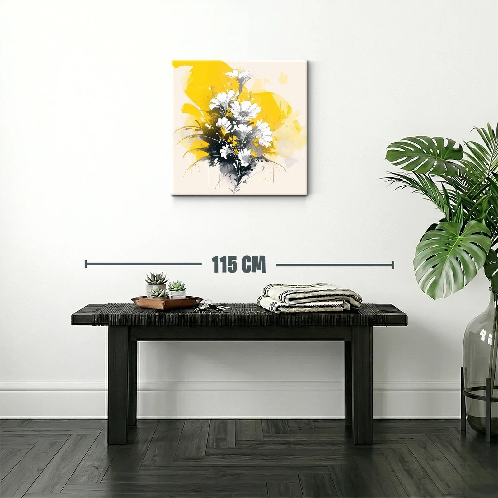 Ramo de flores blancas con fondo vibrante en amarillo — miniatura 2
