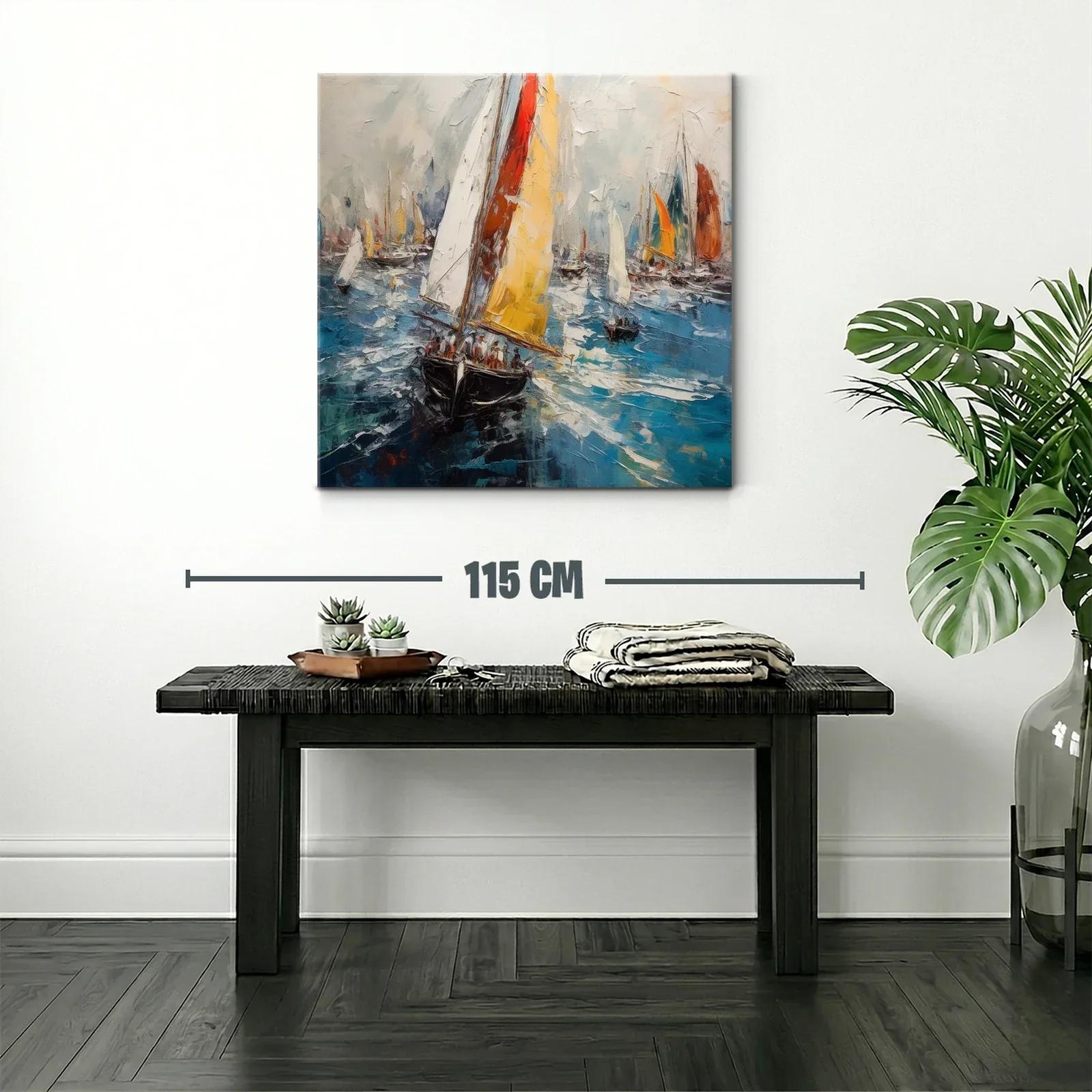 Regata de veleros en vibrantes aguas azules — miniatura 2