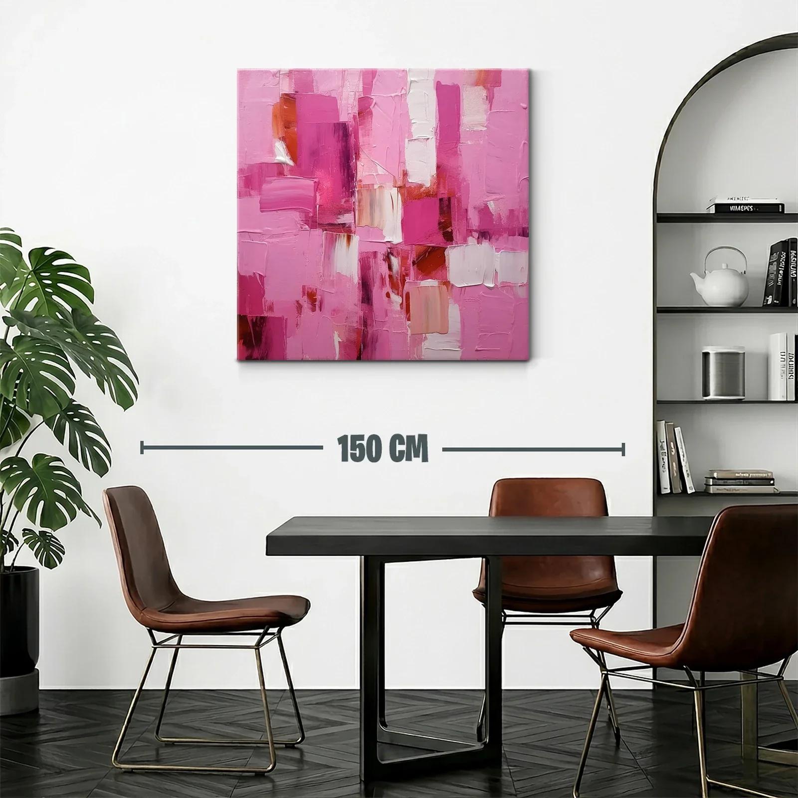 Cuadro abstracto con vibrantes tonos rosas y blancos — miniatura 2