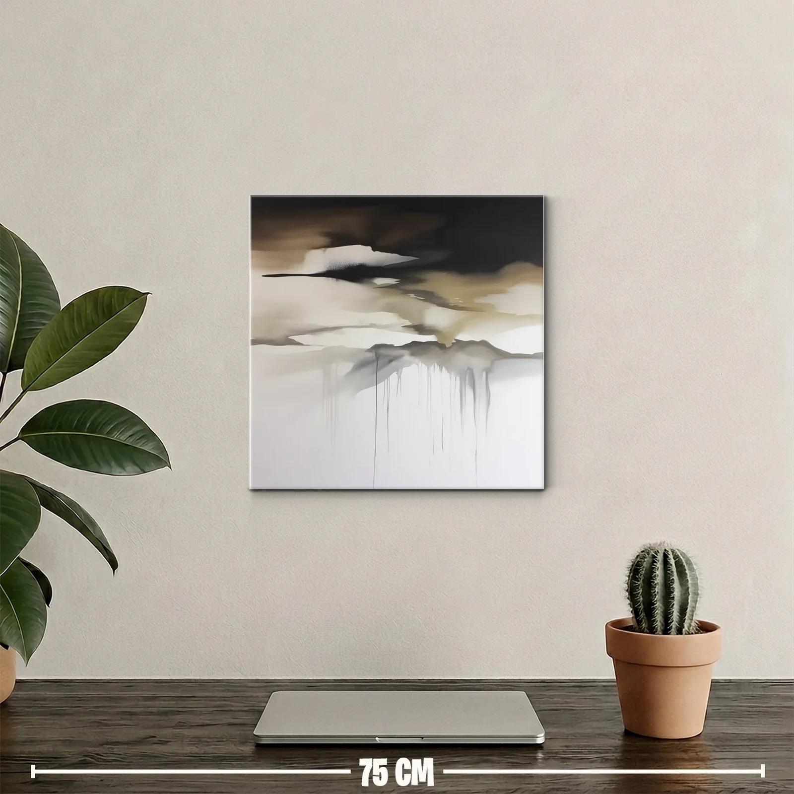 Cuadro abstracto con tonos tierra y grises suaves — miniatura 2