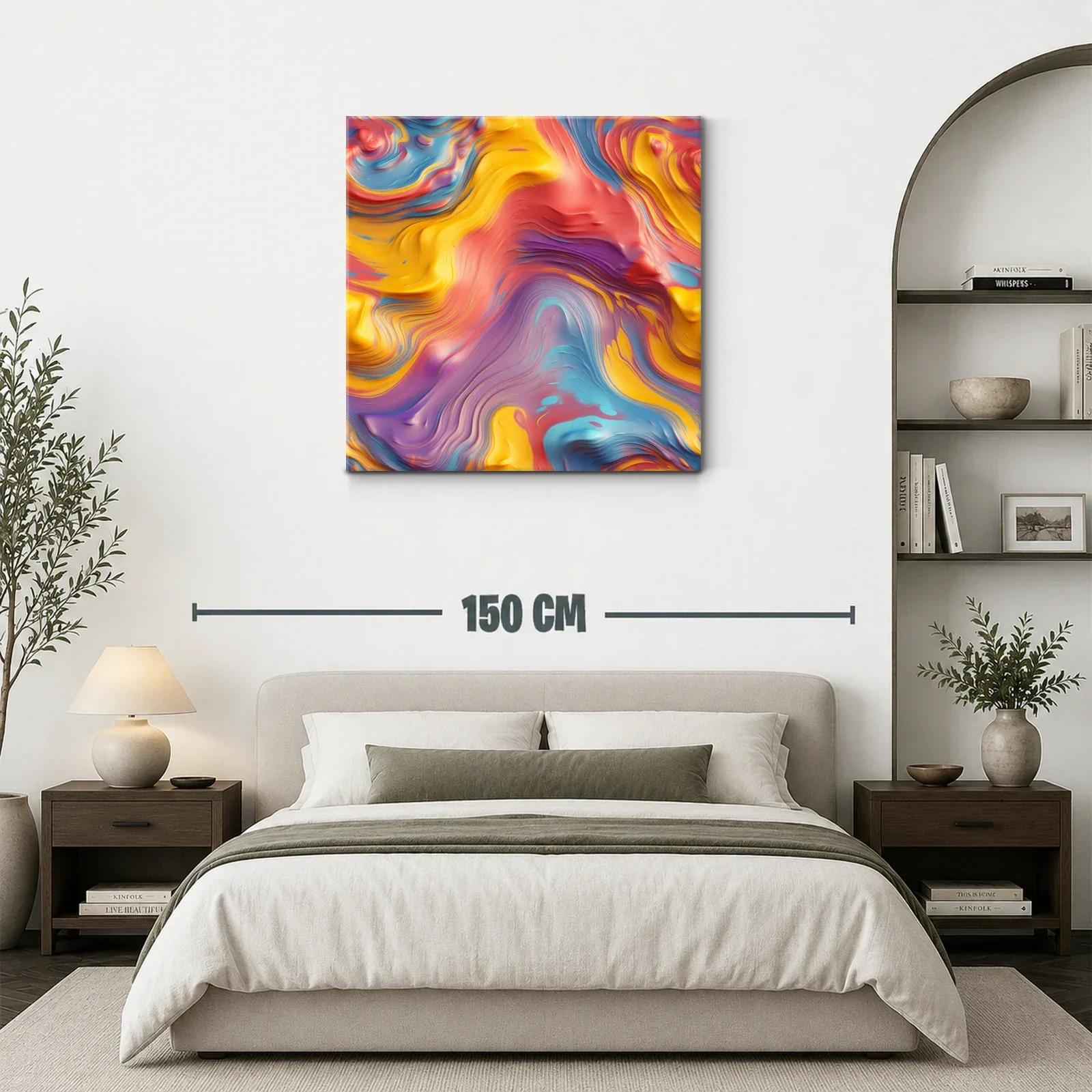Cuadro abstracto con formas fluidas en tonos vibrantes — miniatura 3
