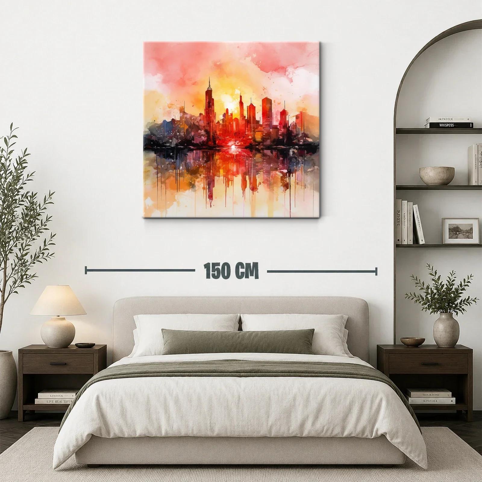 Atardecer vibrante sobre skyline urbano moderno — miniatura 3