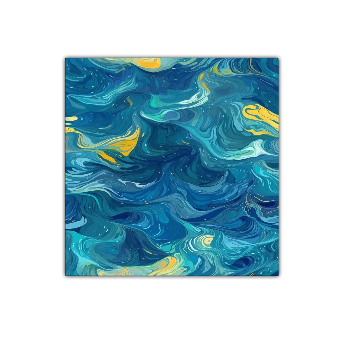 Cuadro abstracto con remolinos azules y toques amarillos — miniatura 1