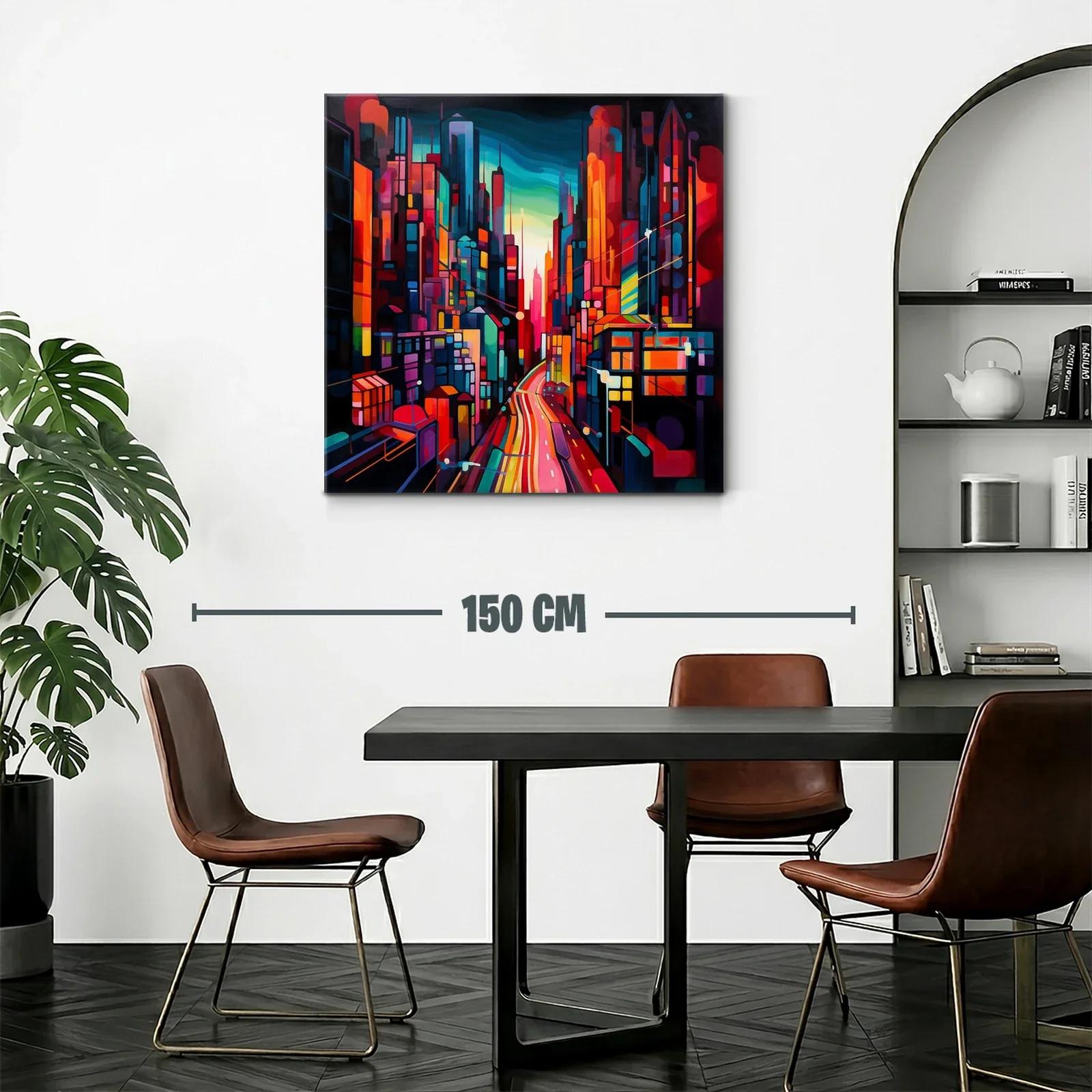 Ciudad vibrante al atardecer con luces intensas y dinámicas — miniatura 2