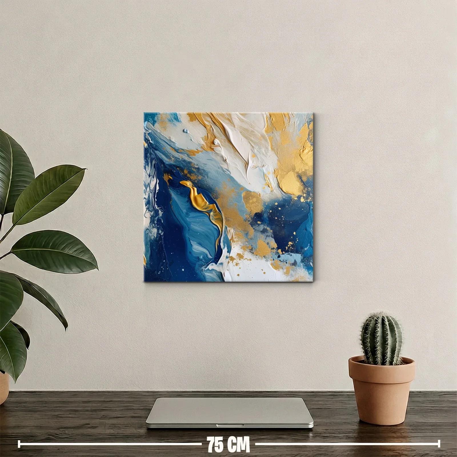 Composición abstracta en tonos azules dorados y blancos — miniatura 2