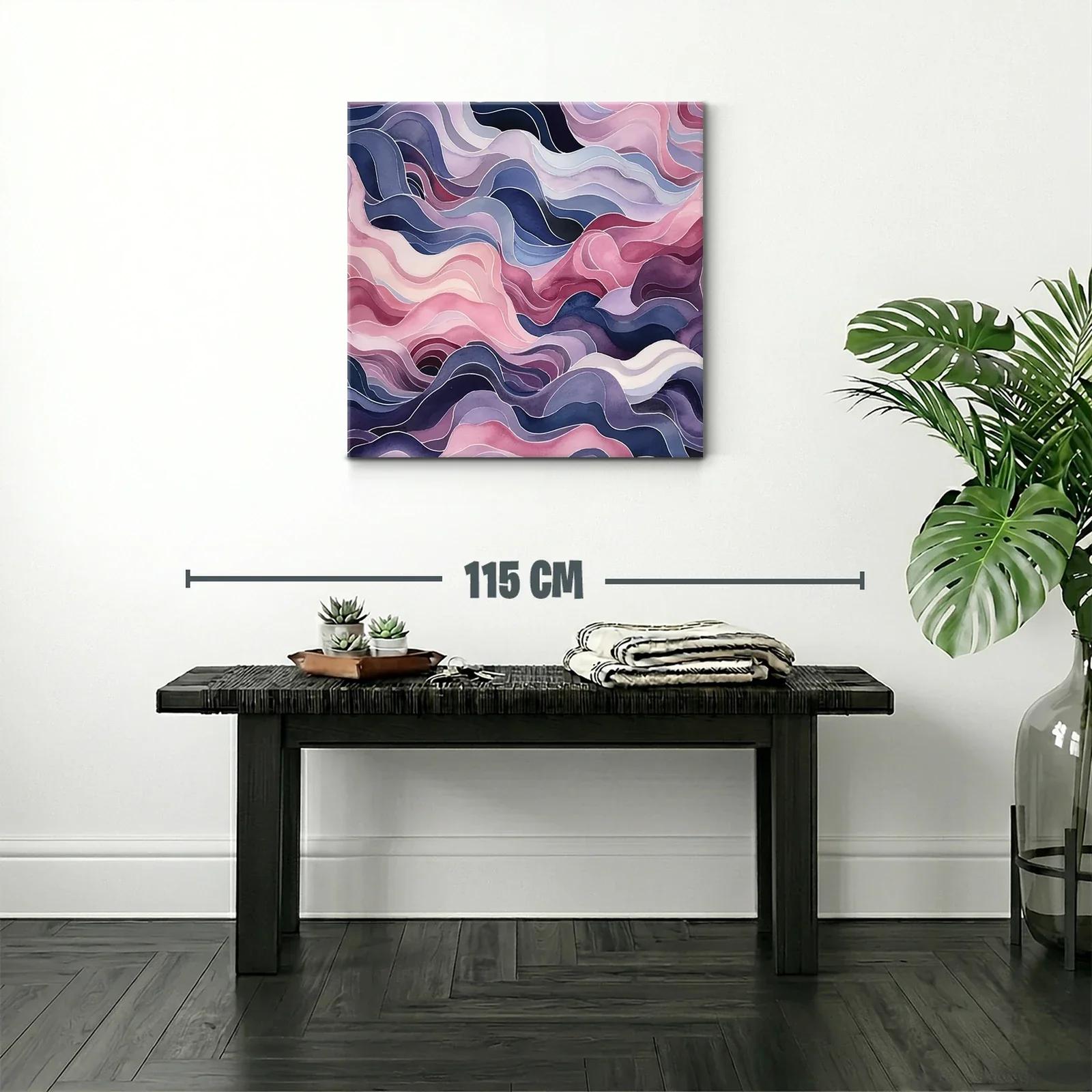 Cuadro abstracto elegante en tonos suaves y ondas fluidas — miniatura 2