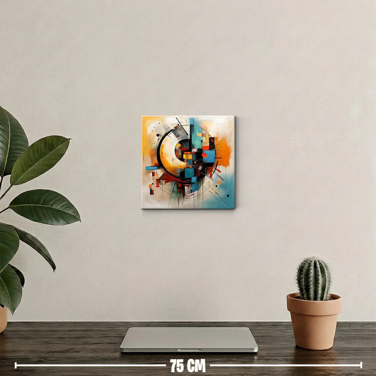 Arte abstracto vibrante con formas geométricas y colores cálidos — miniatura 2
