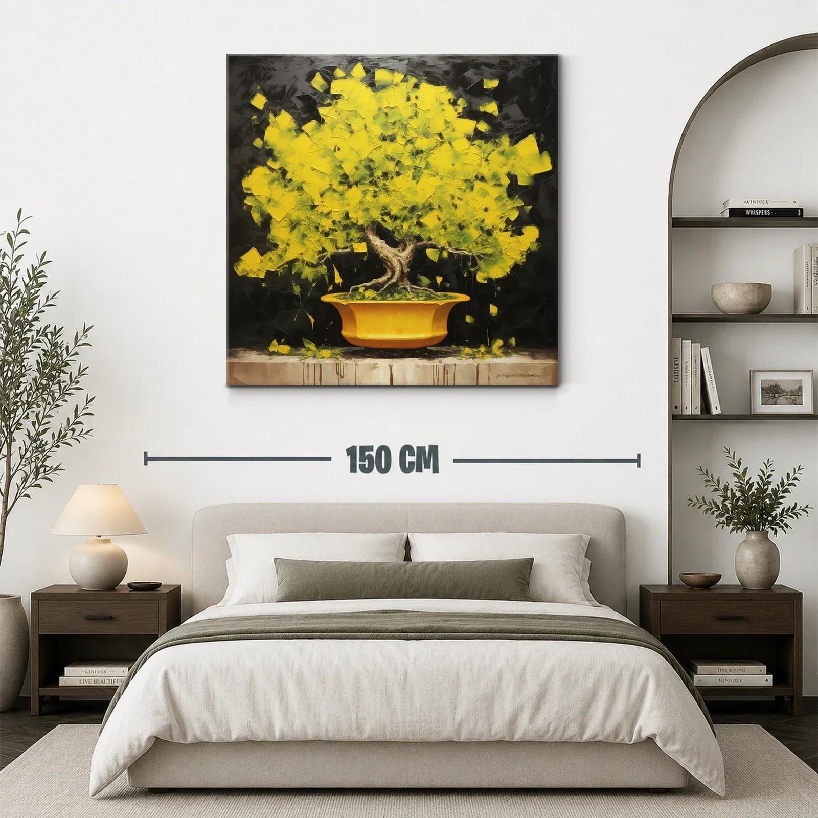 Árbol amarillo vibrante sobre fondo oscuro — miniatura 3