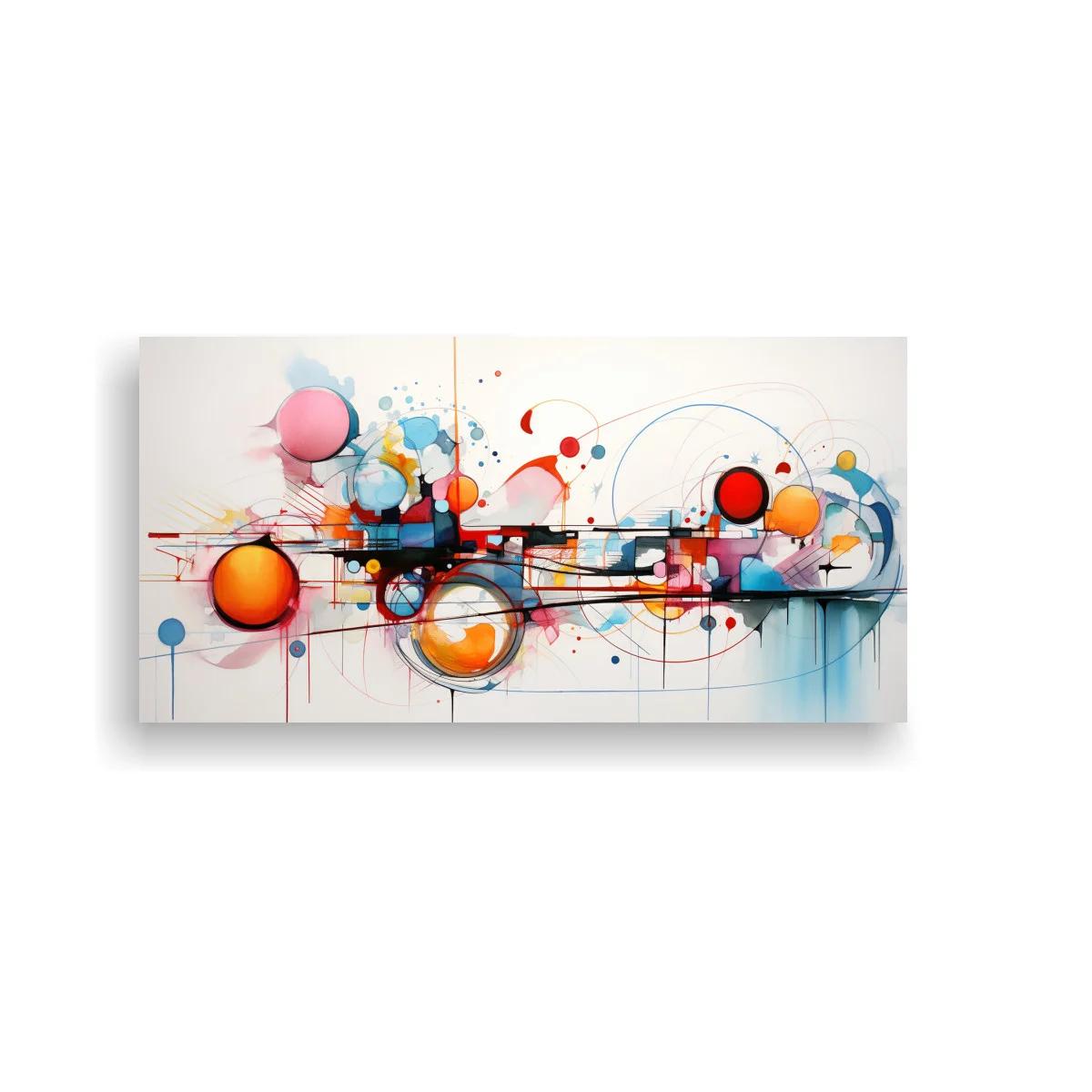 Cuadro composición abstracta geométrica con círculos y líneas cruzadas — imagen principal