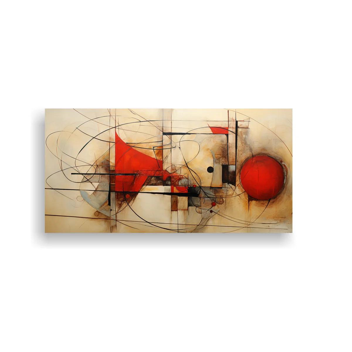 Cuadro abstracto con círculo rojo y triángulos rojos — imagen principal
