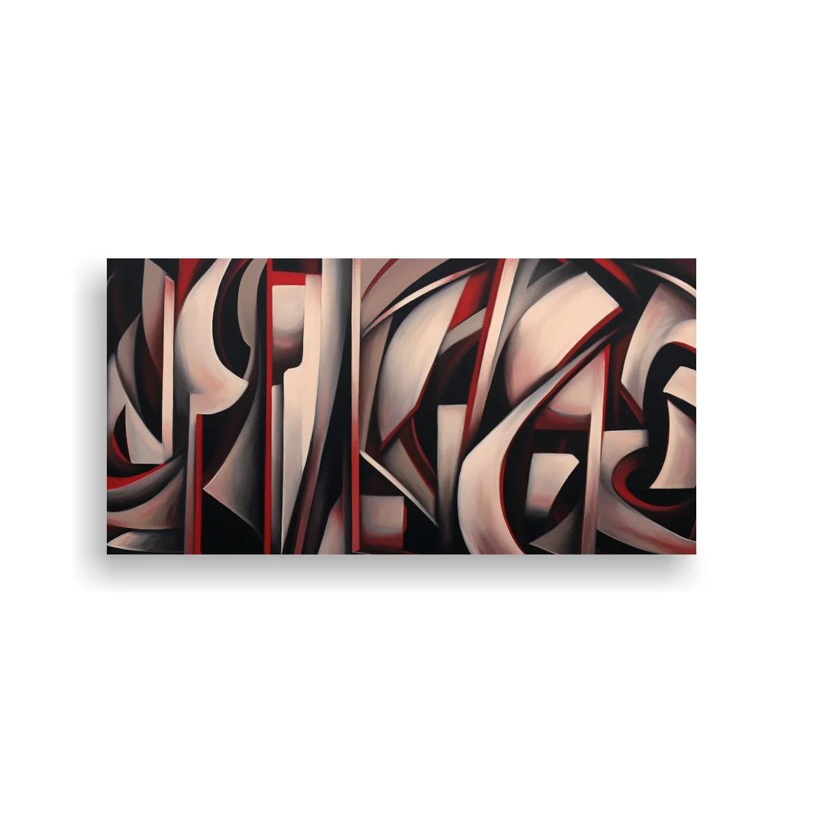 Cuadro composición abstracta geométrica con acentos rojos — imagen principal