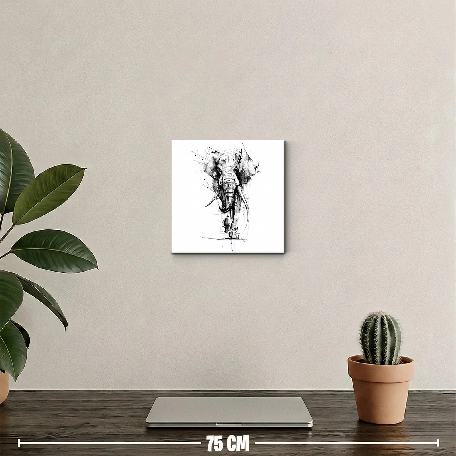 Impactante retrato de elefante en tinta monocroma — miniatura 2