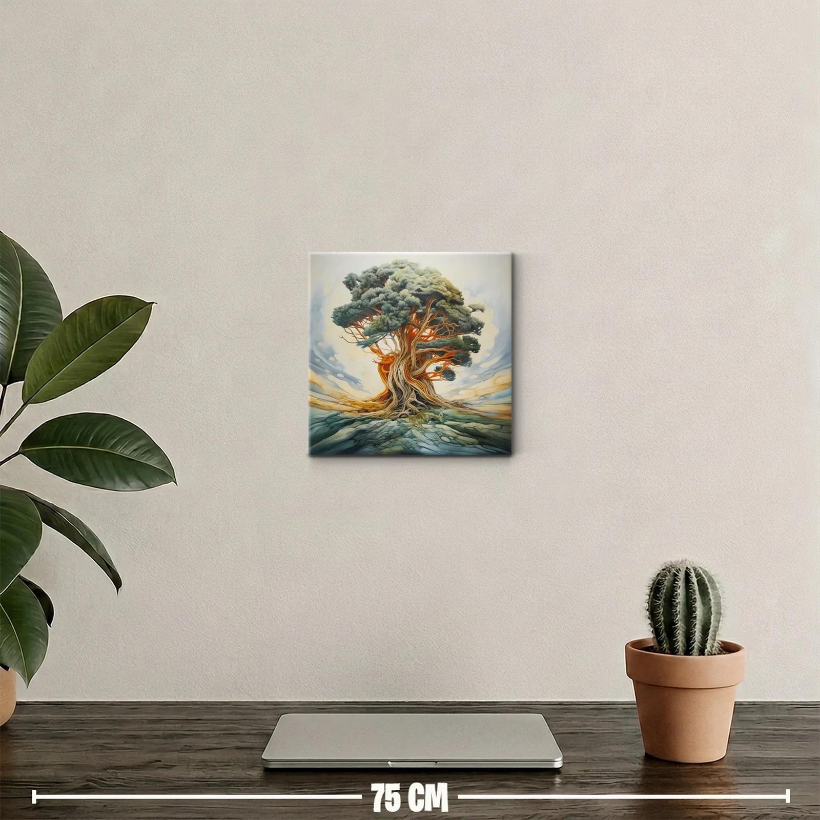 Imponente árbol de raíces entrelazadas en tonos cálidos — miniatura 2
