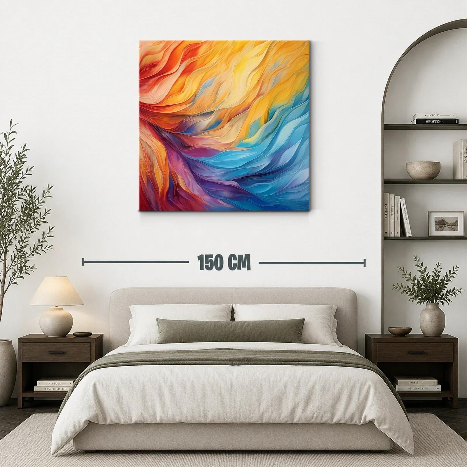 Cuadro abstracto en vibrantes tonos cálidos y fríos — miniatura 3