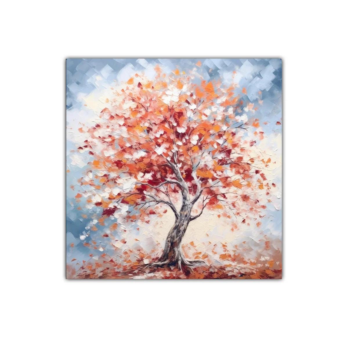 Árbol en otoño con colores cálidos y suaves tonalidades azules — miniatura 1