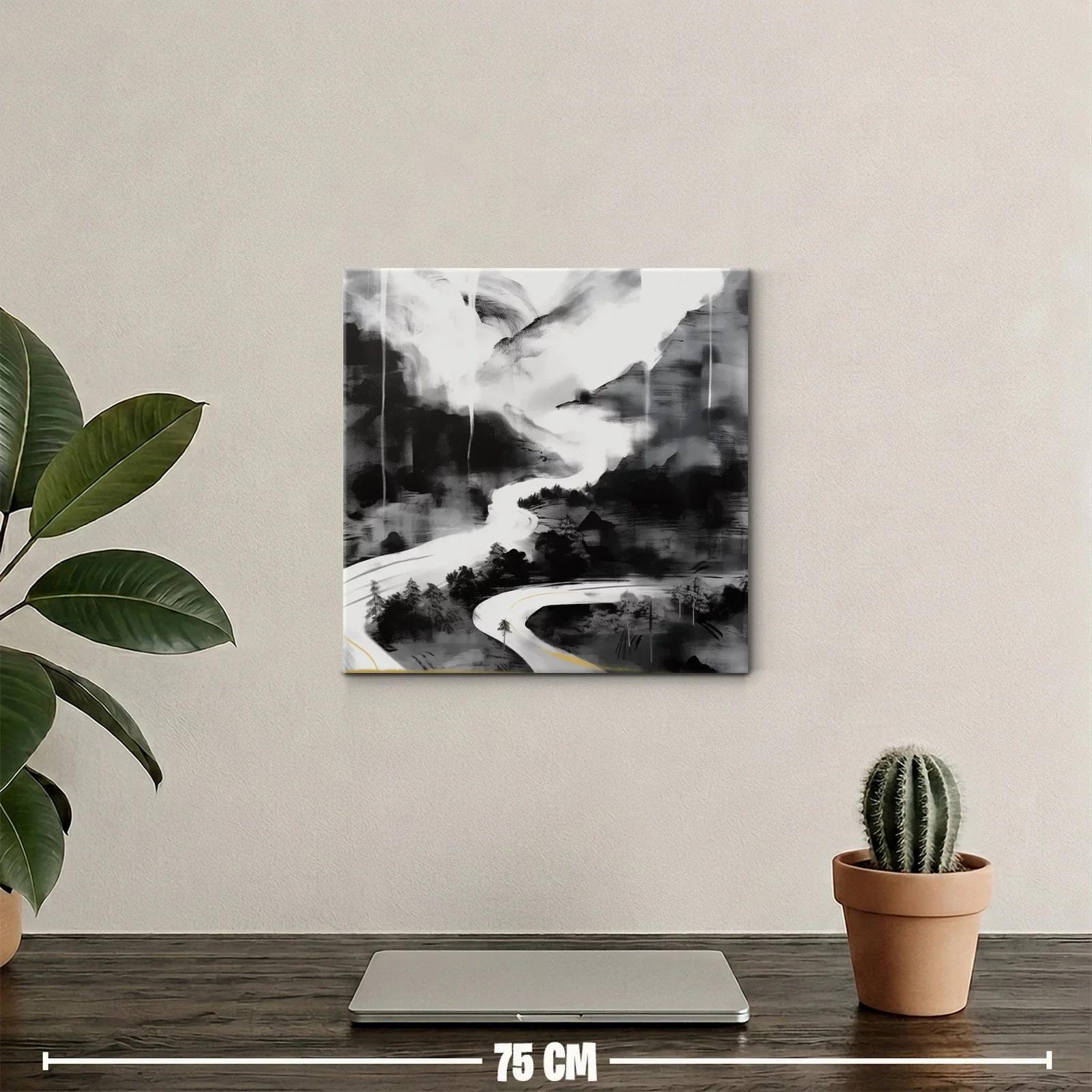 Paisaje abstracto en tonos grises con sinuoso camino — miniatura 2