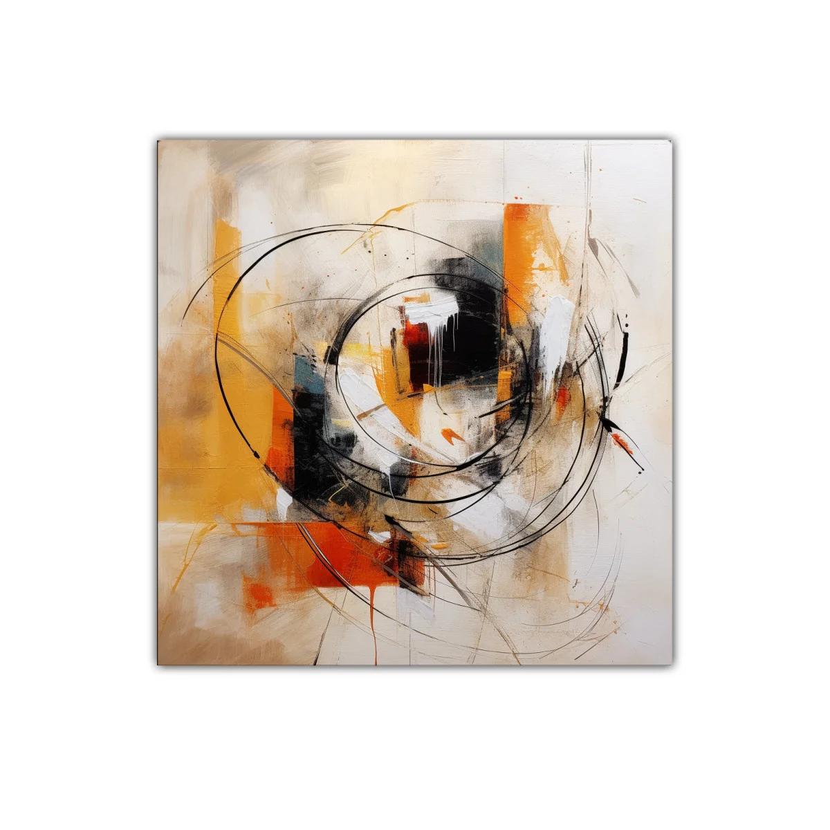 Cuadro abstracto con dinámicos trazos circulares en tonos cálidos — imagen principal