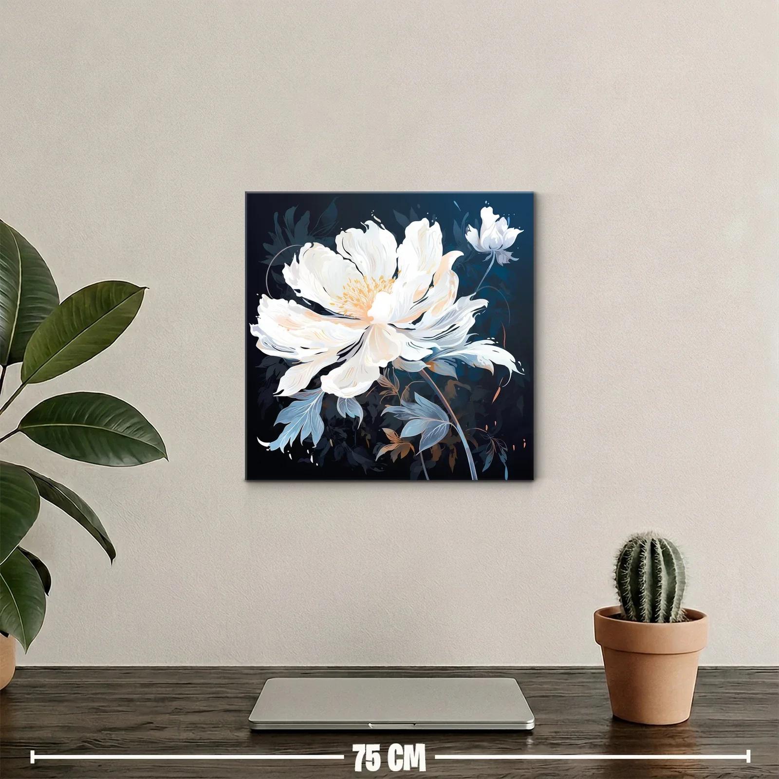 Elegancia natural con flor blanca y tonos azulados — miniatura 2