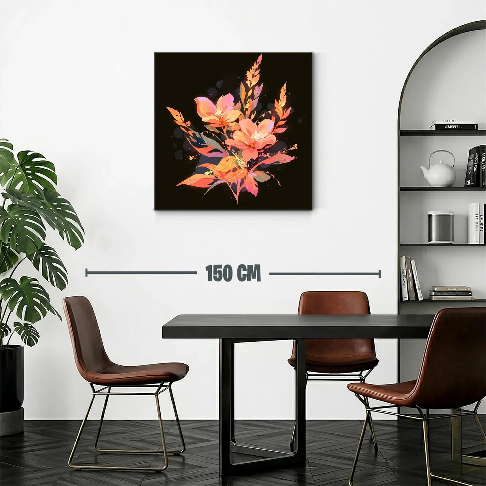 Composición floral vibrante con tonos cálidos sobre fondo oscuro — miniatura 2