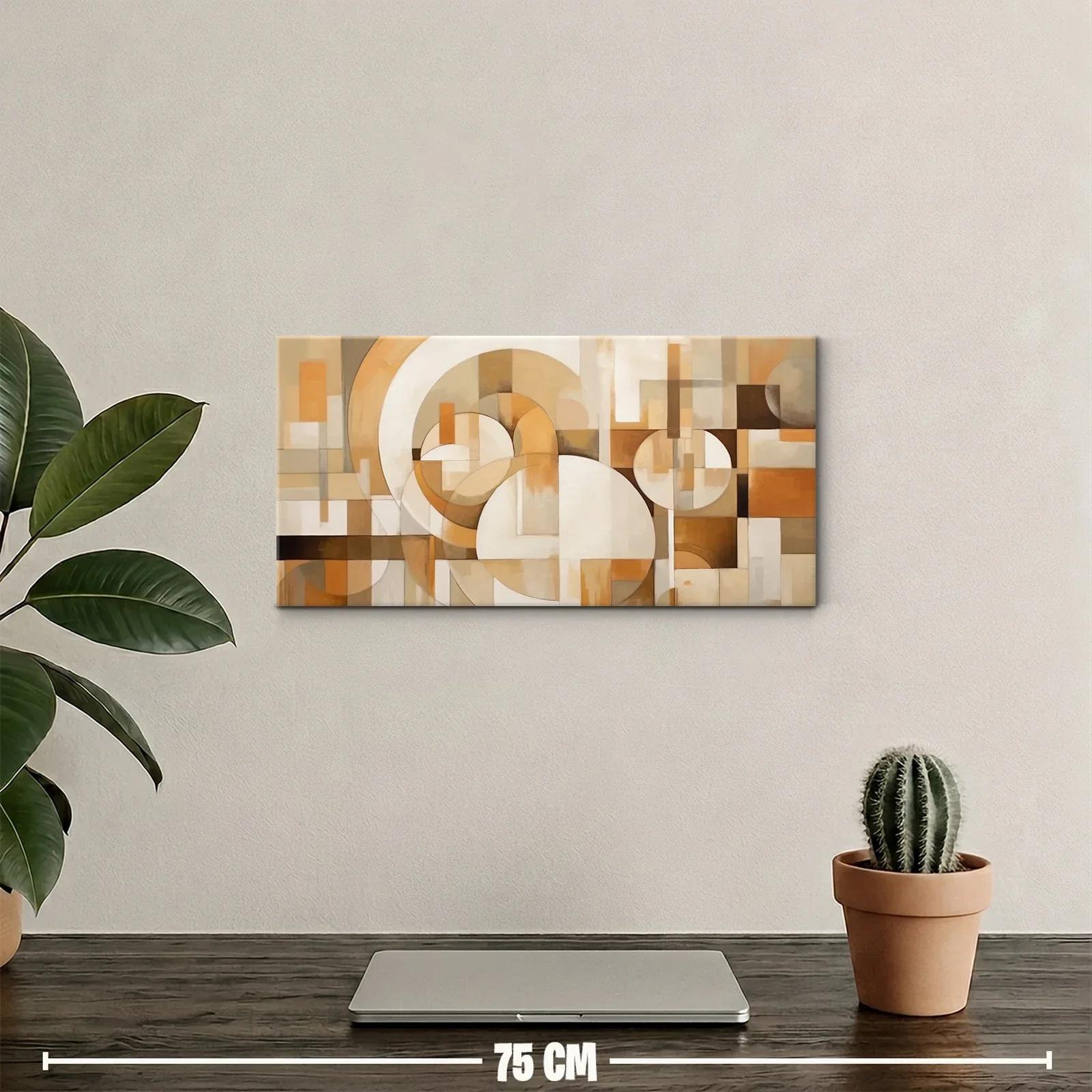 Cuadro abstracción geométrica con arcos y bloques rectangulares — miniatura 2