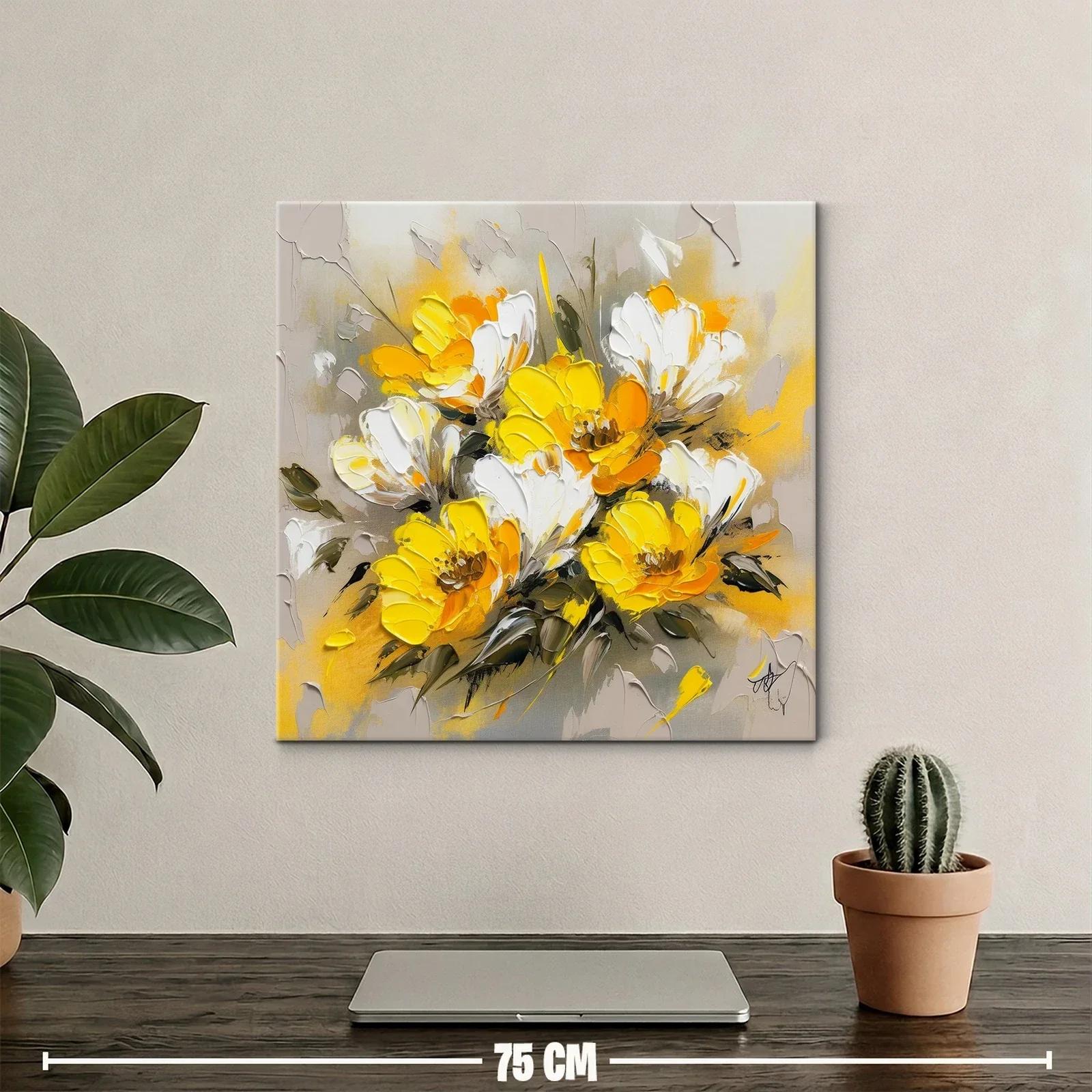 Flores vibrantes en tonos amarillos y blancos con fondo neutro — miniatura 2