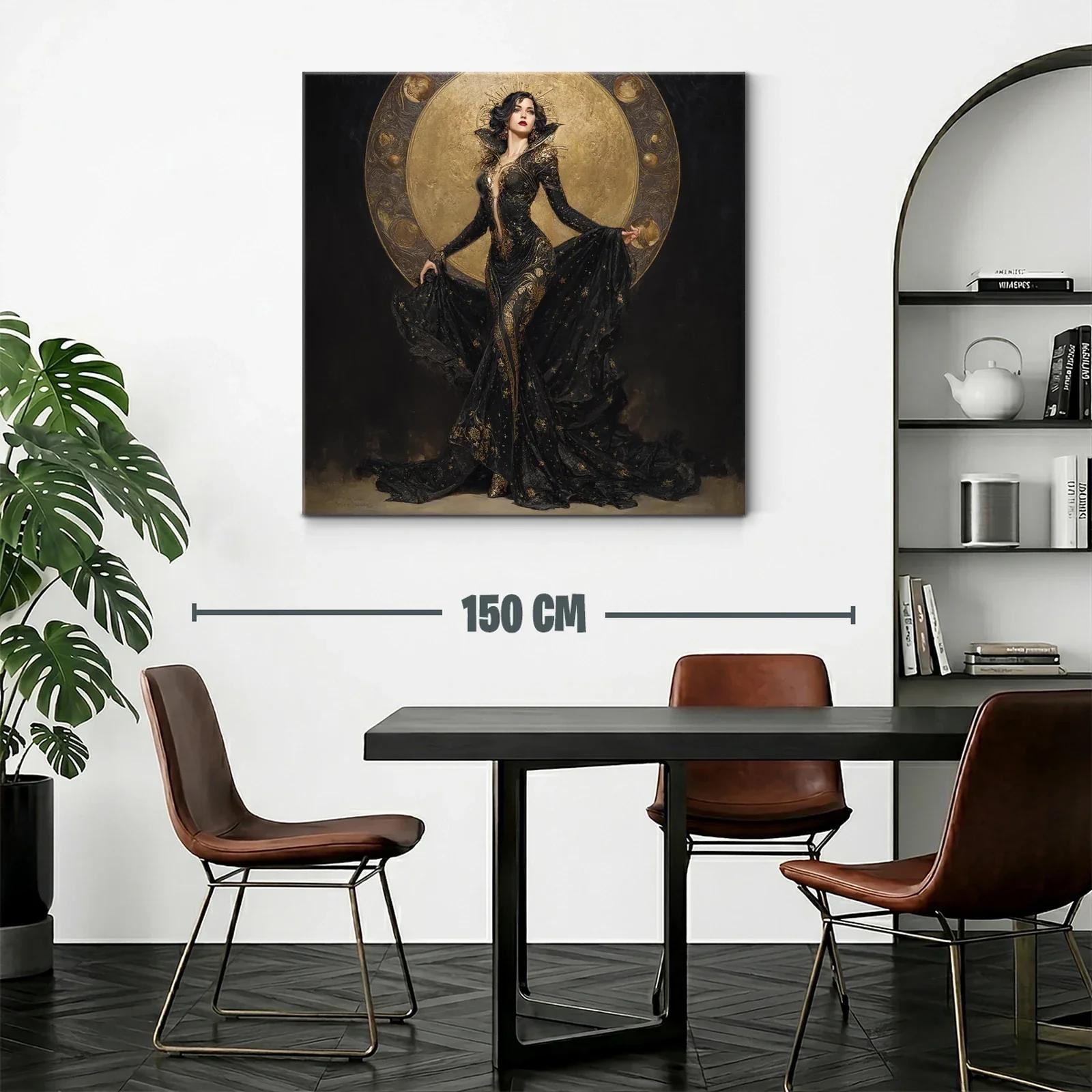 Dama elegante con aura dorada y vestido negro de lujo — miniatura 2