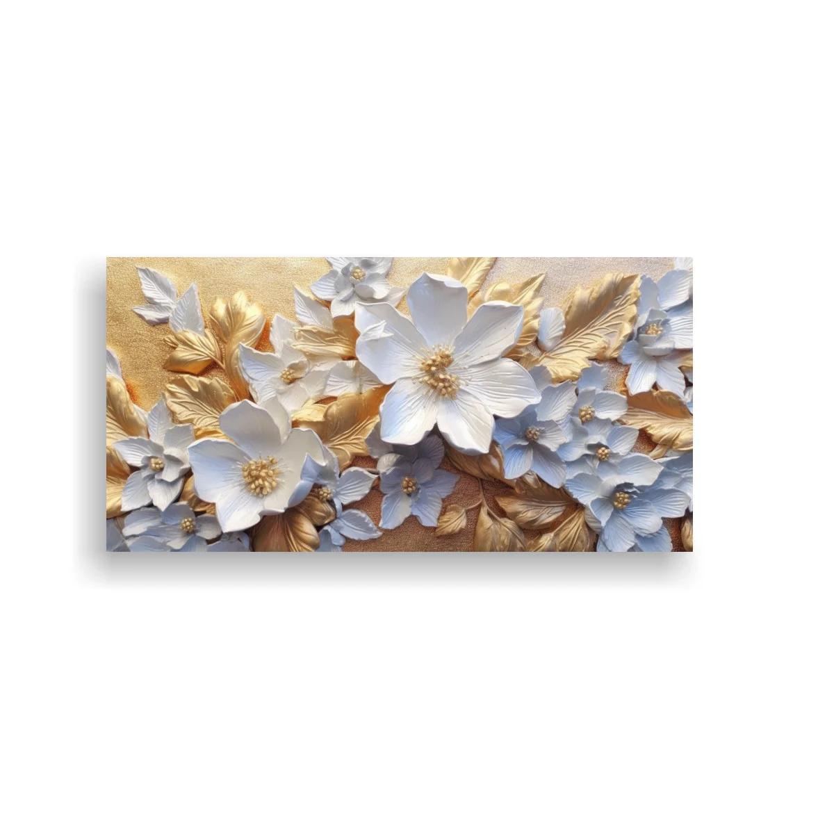 Cuadro flores blancas tipo magnolia en relieve — imagen principal