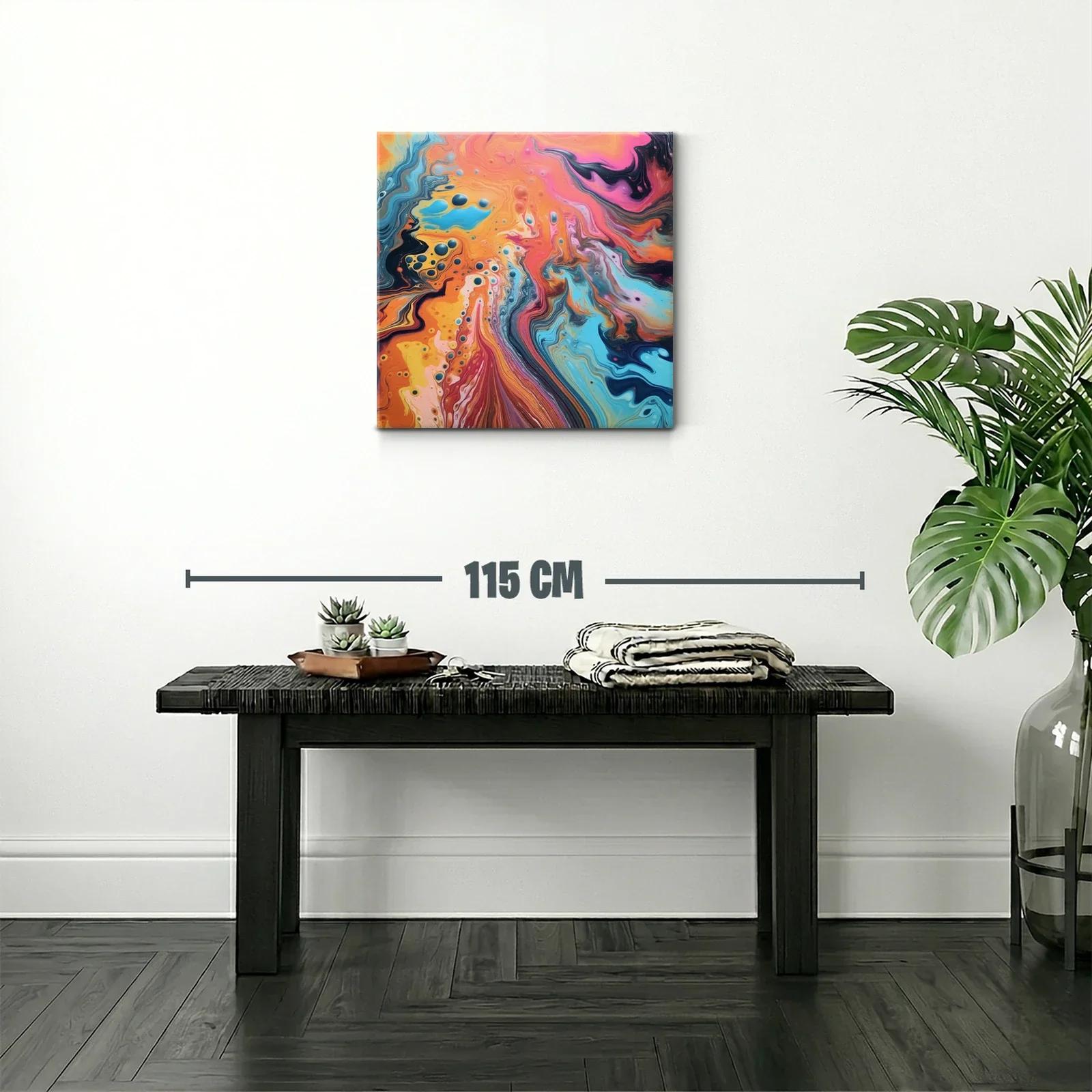 Cuadro abstracto con vibrantes tonos cálidos y fríos — miniatura 2