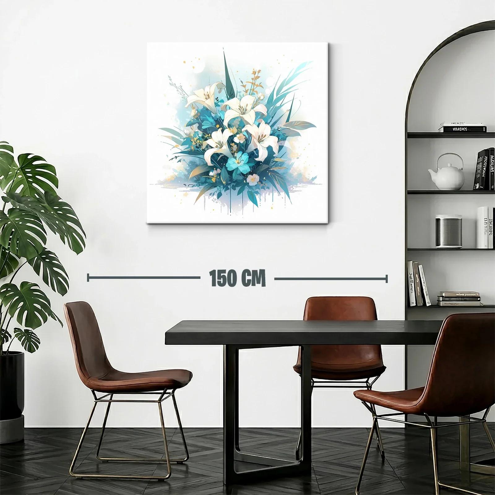 Elegante ramo de lirios blancos con toques azules y dorados — miniatura 2